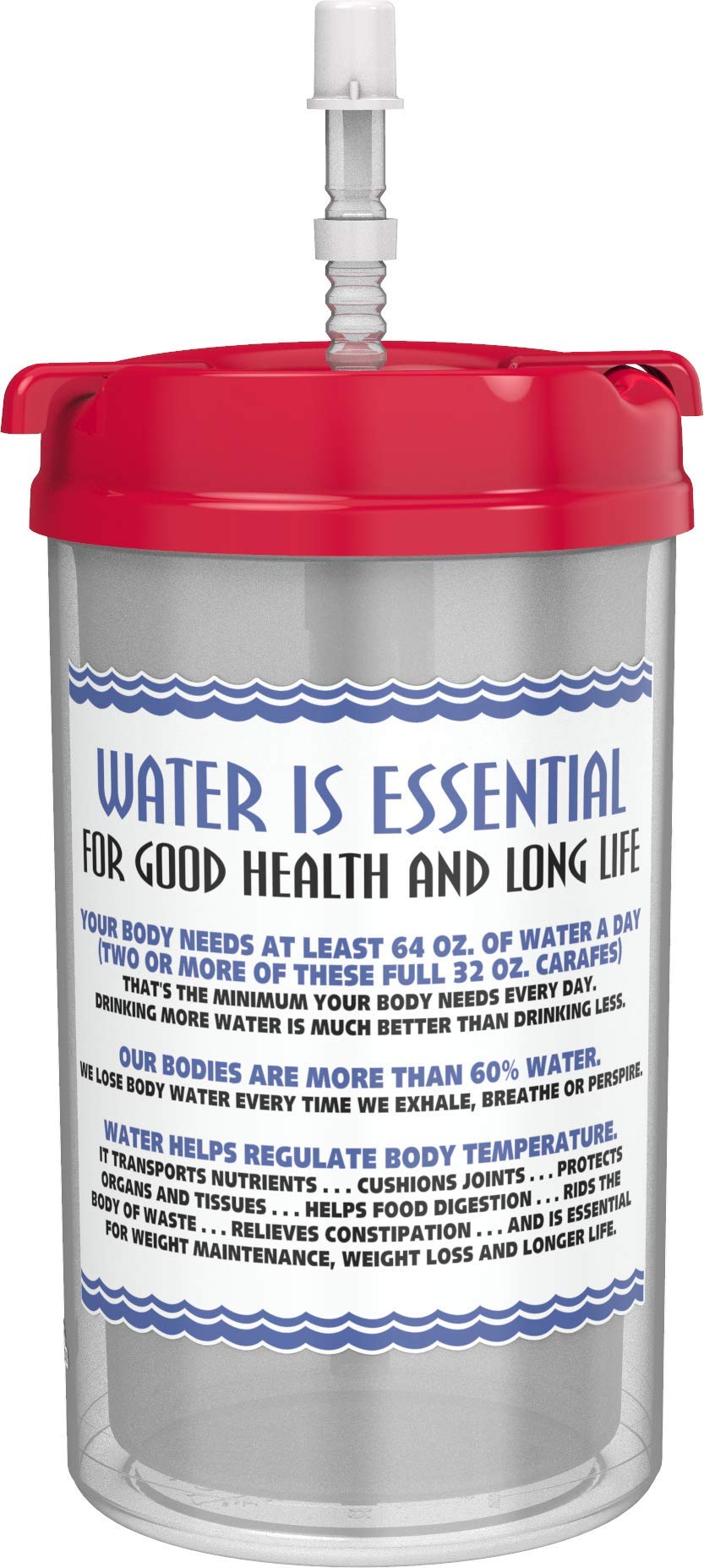 32 Oz W.E. Insulated Cold Drink Hospital Mug With Red Lid - Water Essential Travel Mug