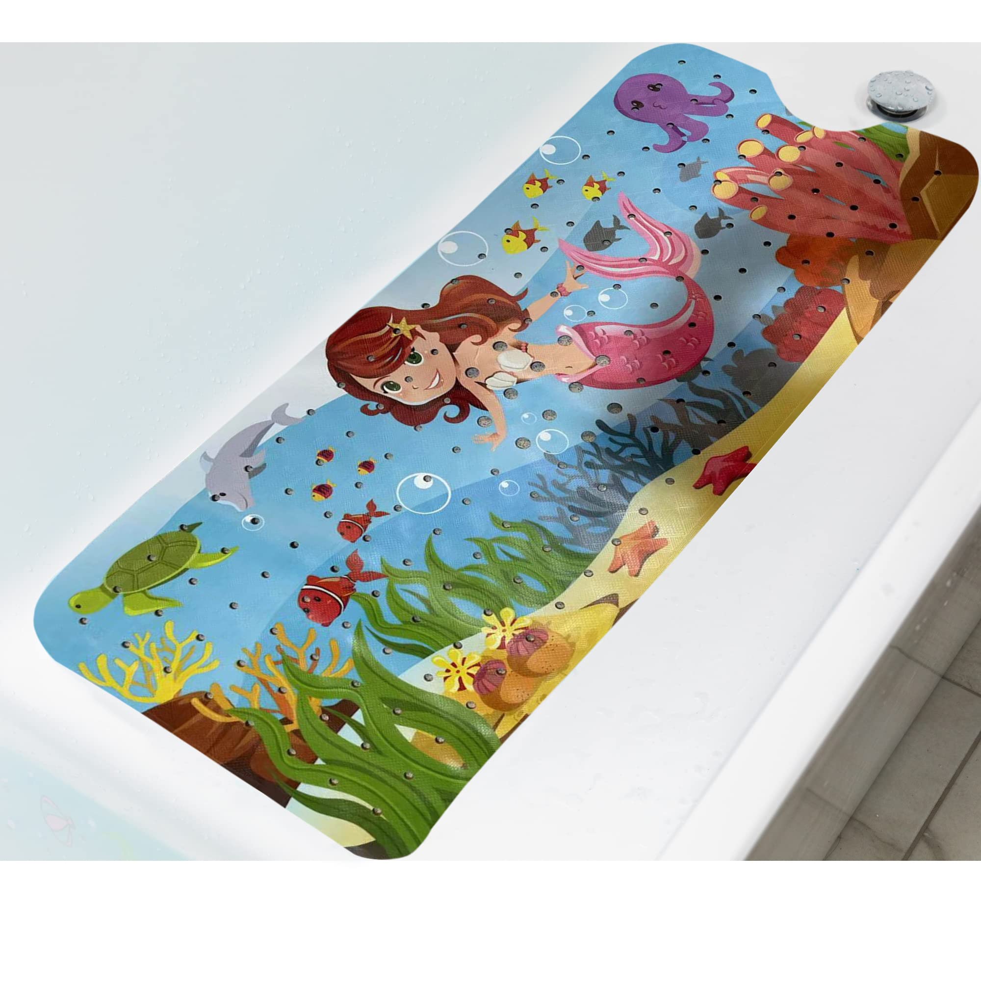 Mermaid Bath Mat - Bath Grips For Tub Kids - Anti Slip Bath Mat For Kids - Bath Mat For Baby - Bath Mat For Toddler - Tub Mat Fo
