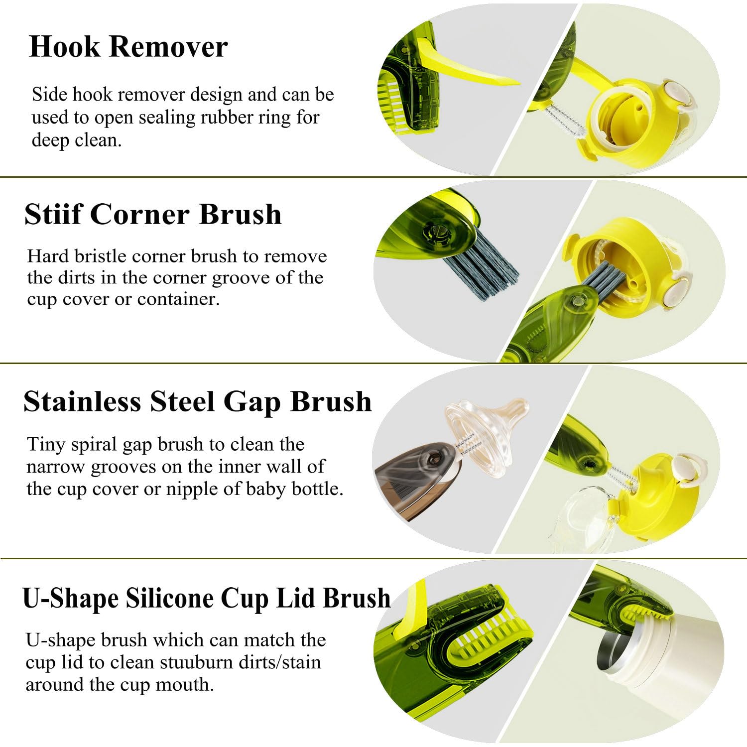 Craftinaround 4In1 Multifunctional Cleaning Brush Set, 1Pc Bright Grey, Plastic