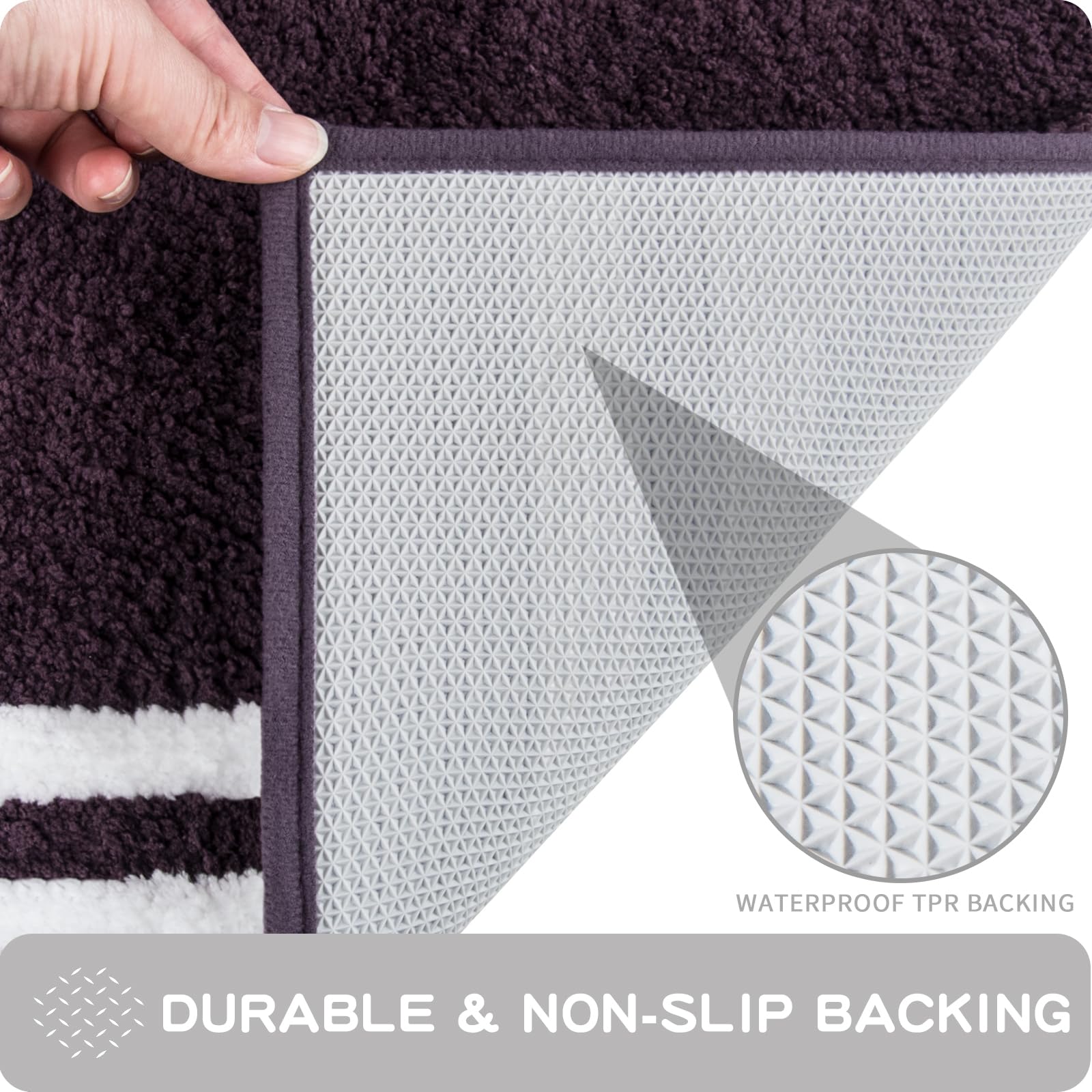Purrugs Non-Slip Bathroom Rug 24'' X 60'' - Super Absorbent & Quick Dry Shaggy Microfiber Bath Mat, Machine Washable Plush Throw