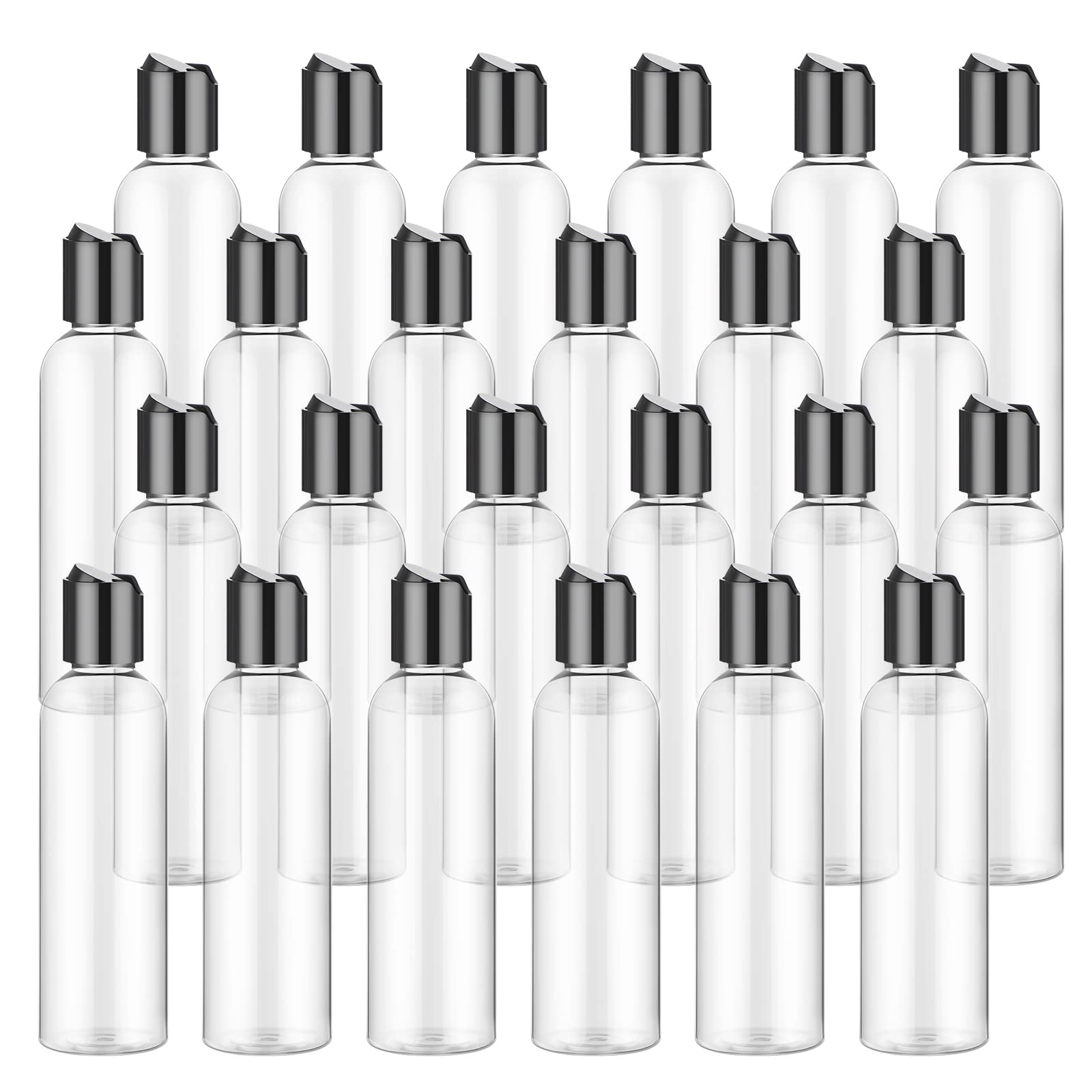 24 Pcs 6.8 Oz Clear Plastic Empty Bottles Refillable Containers With Disc Cap Travel Shampoo Bottles For Shampoo Lotions Creams