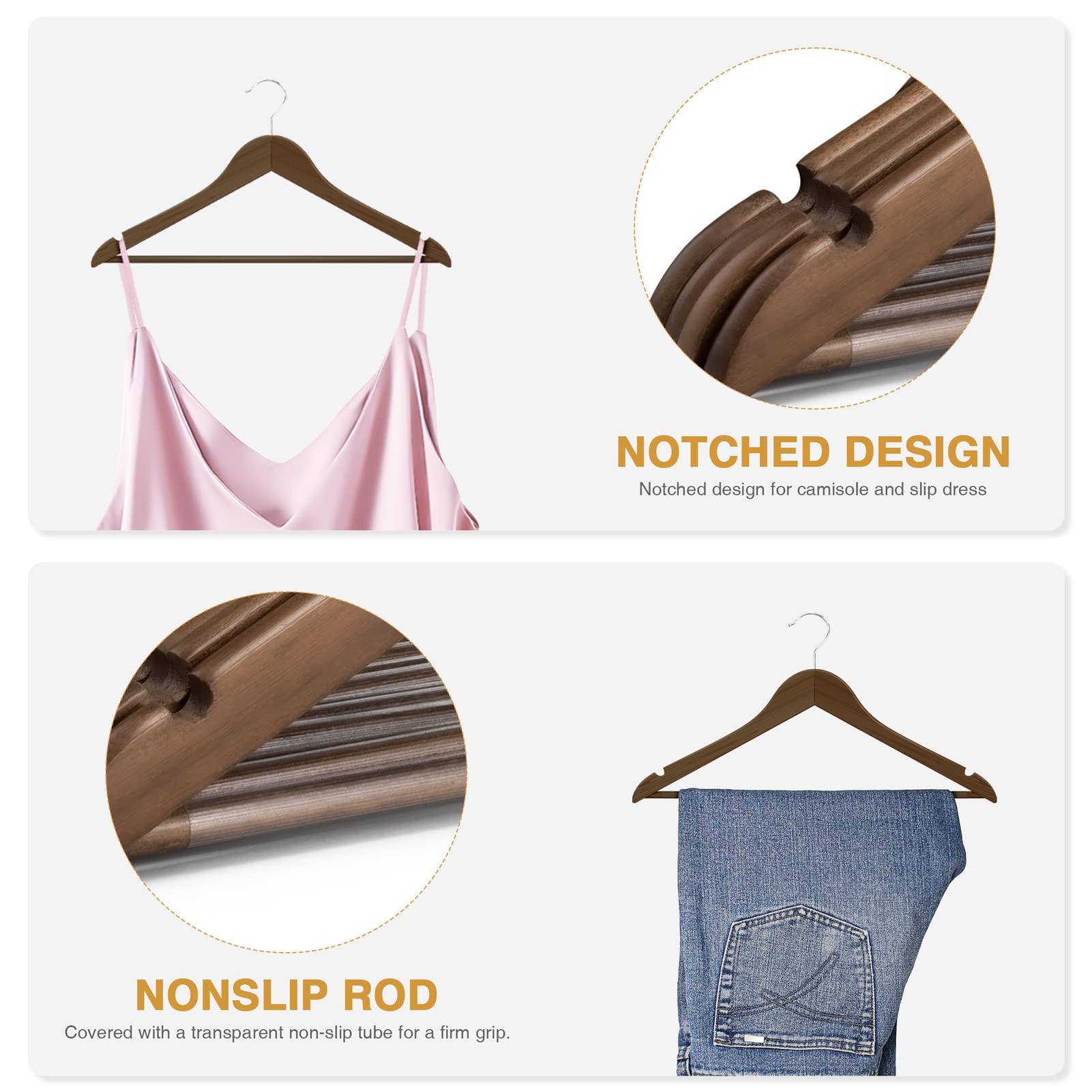 House Day Wooden Hangers 30 Pack Wood Clothes Hangers Smooth Finish Wooden Coat Hangers For Closet Heavy Duty Hangers Vintage Wo