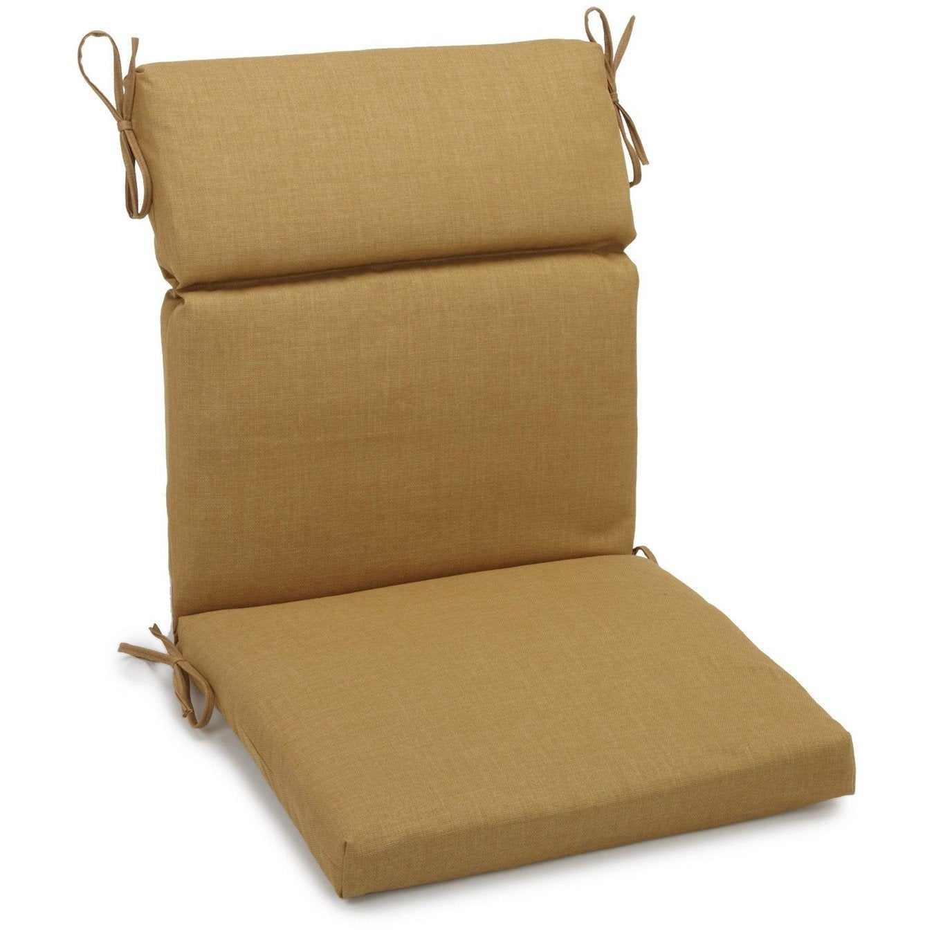 Blazing Needles Spun Polyester Solid Outdoor Squared Seat/Back Chair Cushion, 20 x 42, Wheat