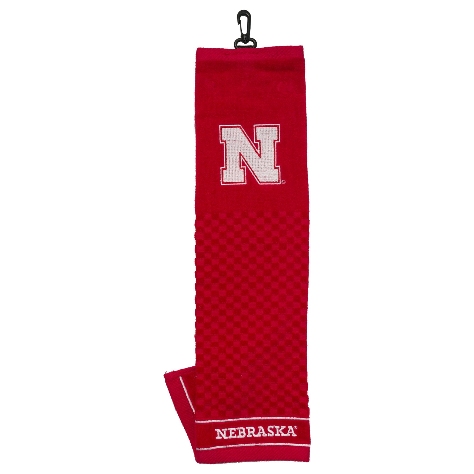 Team Golf NCAA Nebraska Cornhuskers Embroidered Golf Towel Embroidered Golf Towel, Checkered Scrubber Design, Embroidered Logo