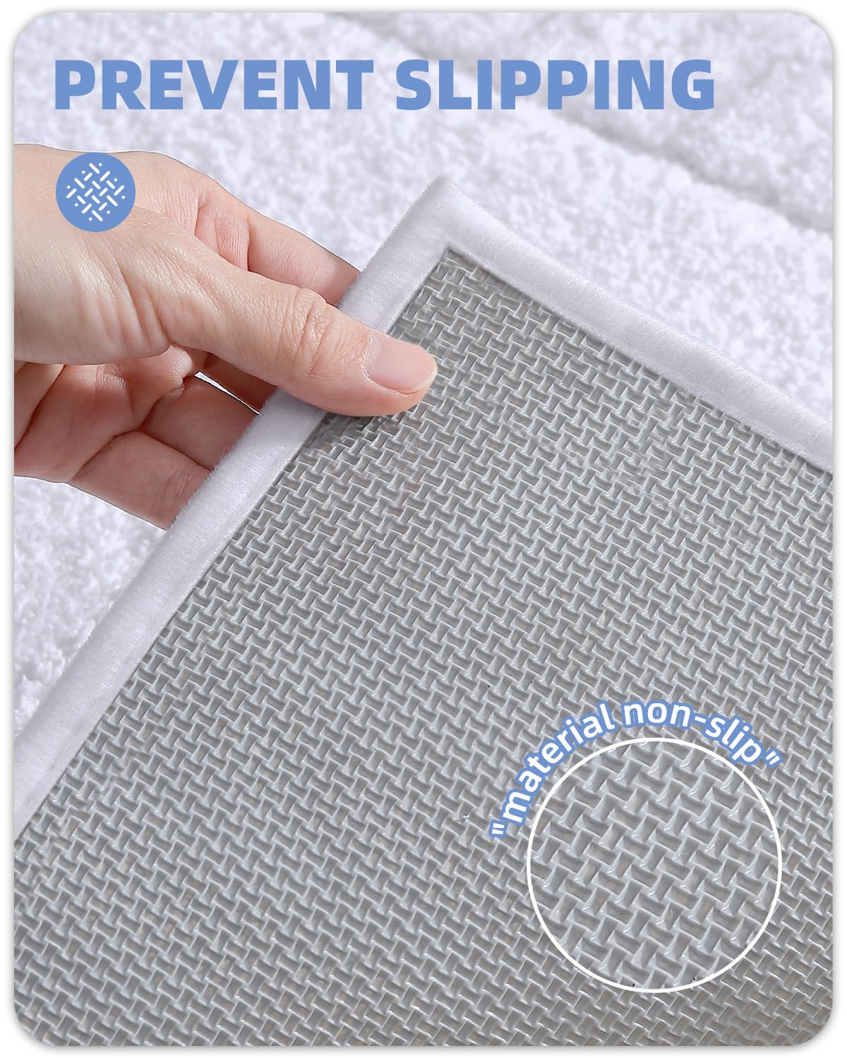 Color&Geometry Large Bath Rugs Non Slip Washable- 24''X36'' Absorbent White Bathroom Rugs, Soft Bath Mats For Bathroom Floor, Sh