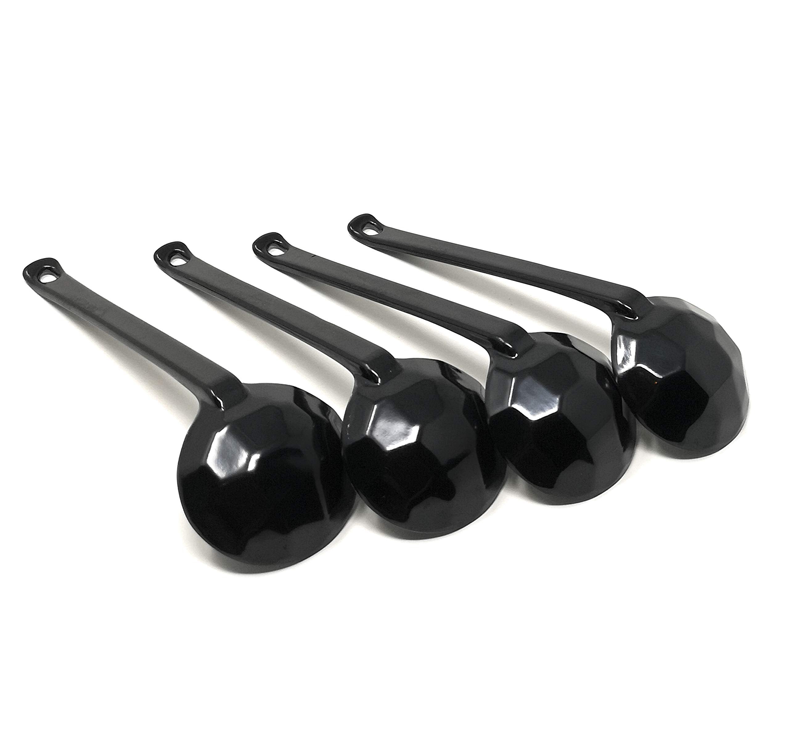 Asian Home Black Melamine Japanese Long Handle Spoons For Ramen, Soup, Hot Pot Eating, Mixing, Stirring 8.25 Inches (4 Spoons)