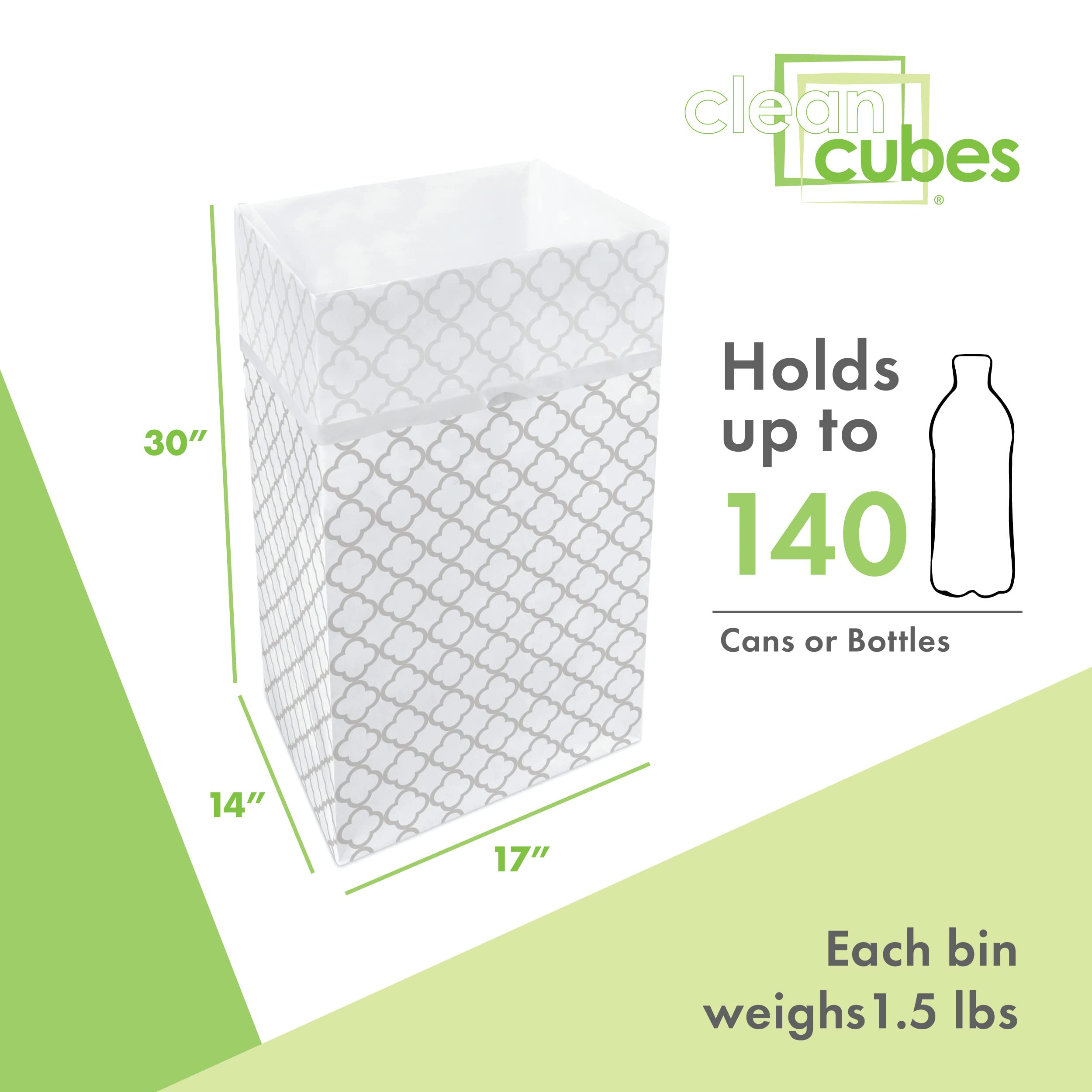 Clean Cubes 30 Gallon Disposable Trash Cans (3-Pack). Reusable Garbage and Recycling Bins for Parties  Events  and More (Trellis - 30 '' Tall x 14 '' Wide 17 '' Deep)