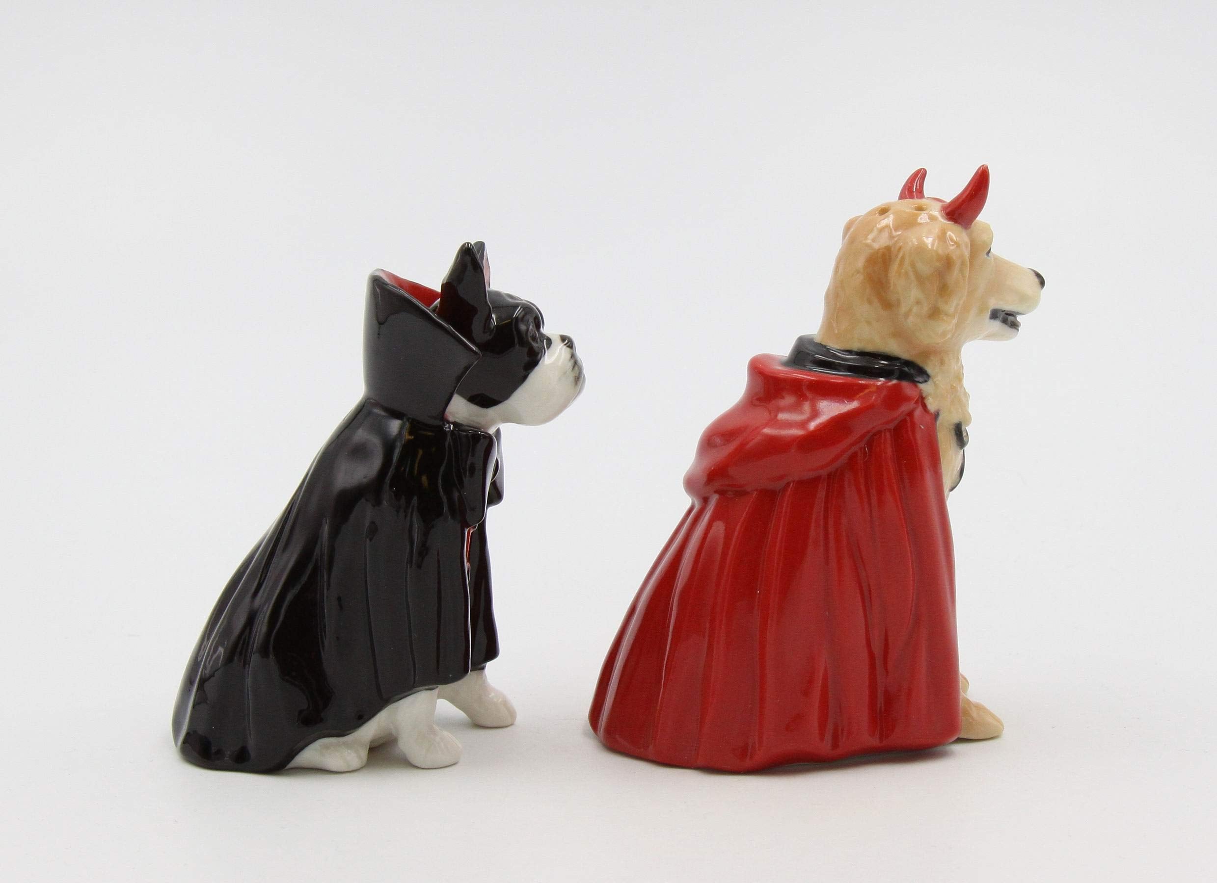 Fine Porcelain Halloween Vampire & Dracula Dog Salt & Pepper Shakers Set, 3-3/8'' H
