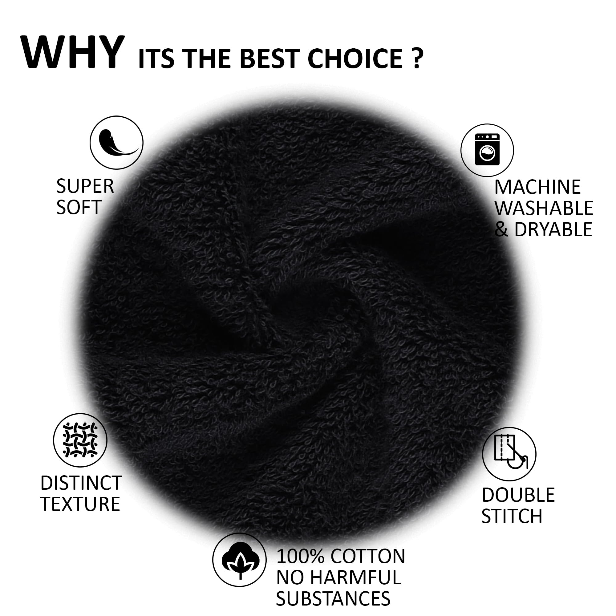 All Design Towels - Jumbo Bath Sheet 2 Piece - 100% Ring Spun Cotton Highly Absorbent and Quick Dry Extra Large Bath Towel - Super Soft Quality Towel (35 x 70 Inches  Black)