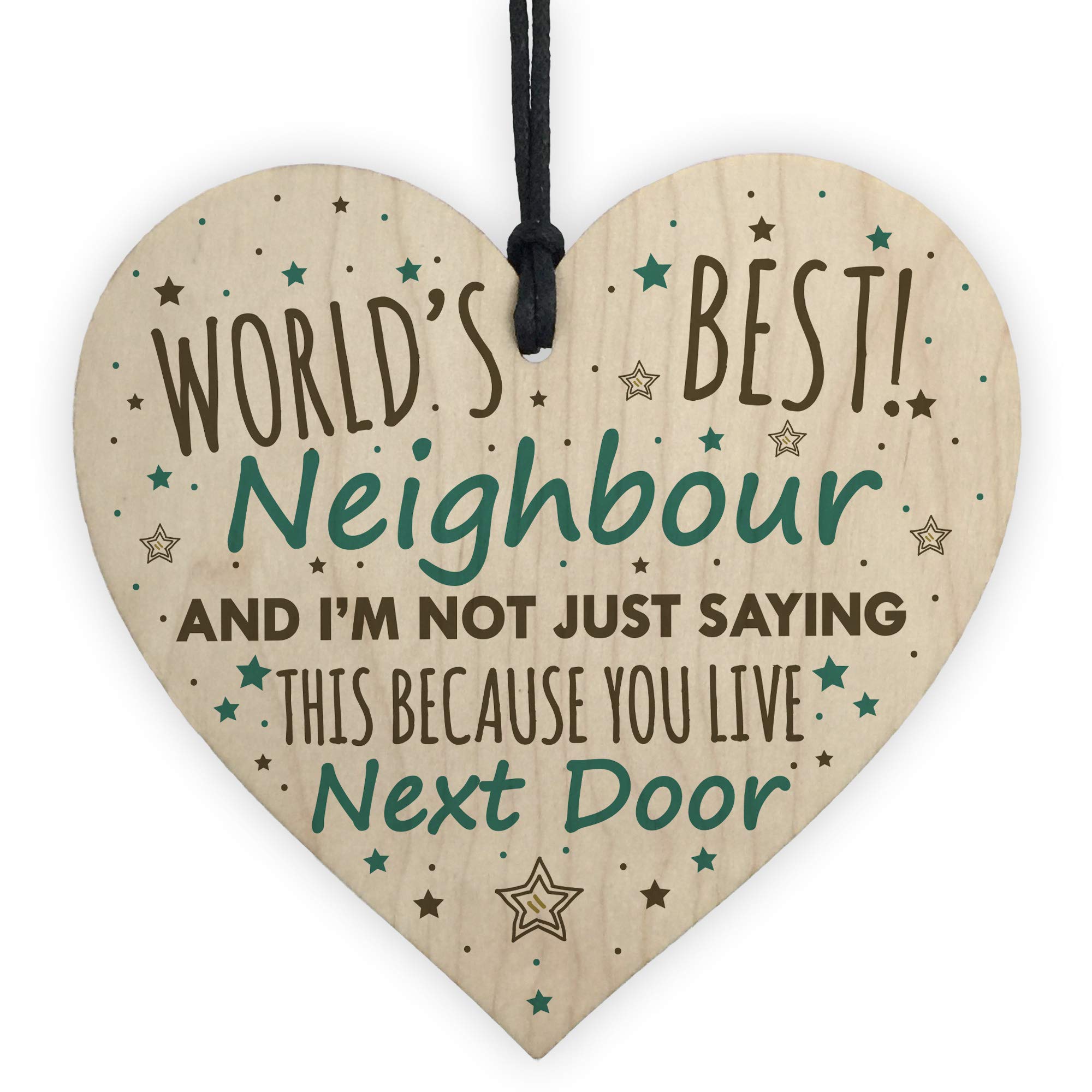 RED OCEAN Christmas Best Neighbour Gifts Wooden Heart Keepsake Friendship Thank You Plaque