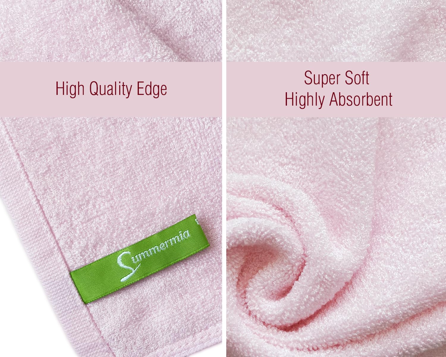 SUMMERMIA 12 Pack Bamboo Washcloths 13'' x 13'' - Soft Wash Cloths for Your Face Towel  Wash Cloths for Your Body (Pink)