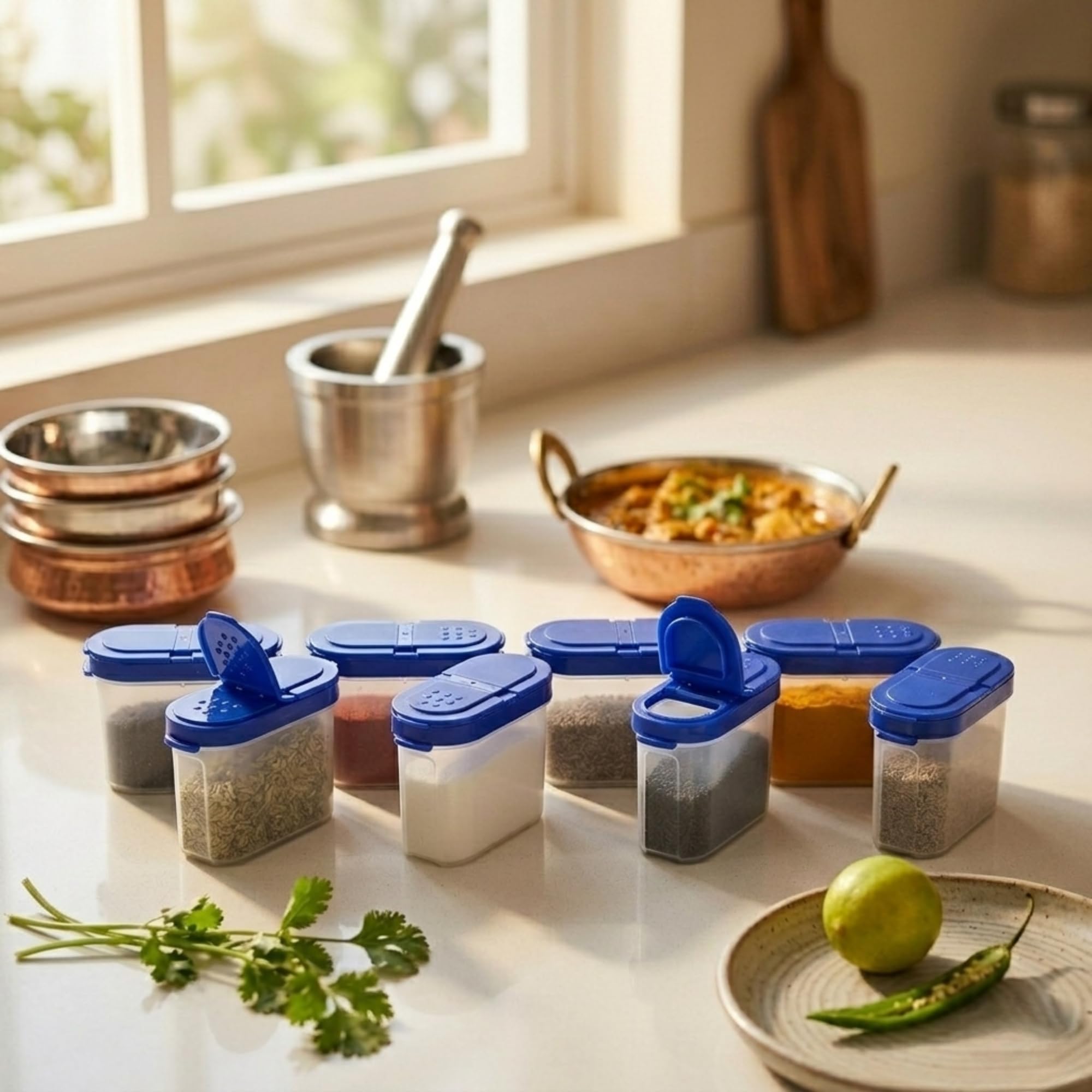 Mahaware Modular Spice Shaker Set Of 8 (150Ml)  Durable Spices Container For Kitchen & Masala Boxes | Versatile Seasoning Dispe