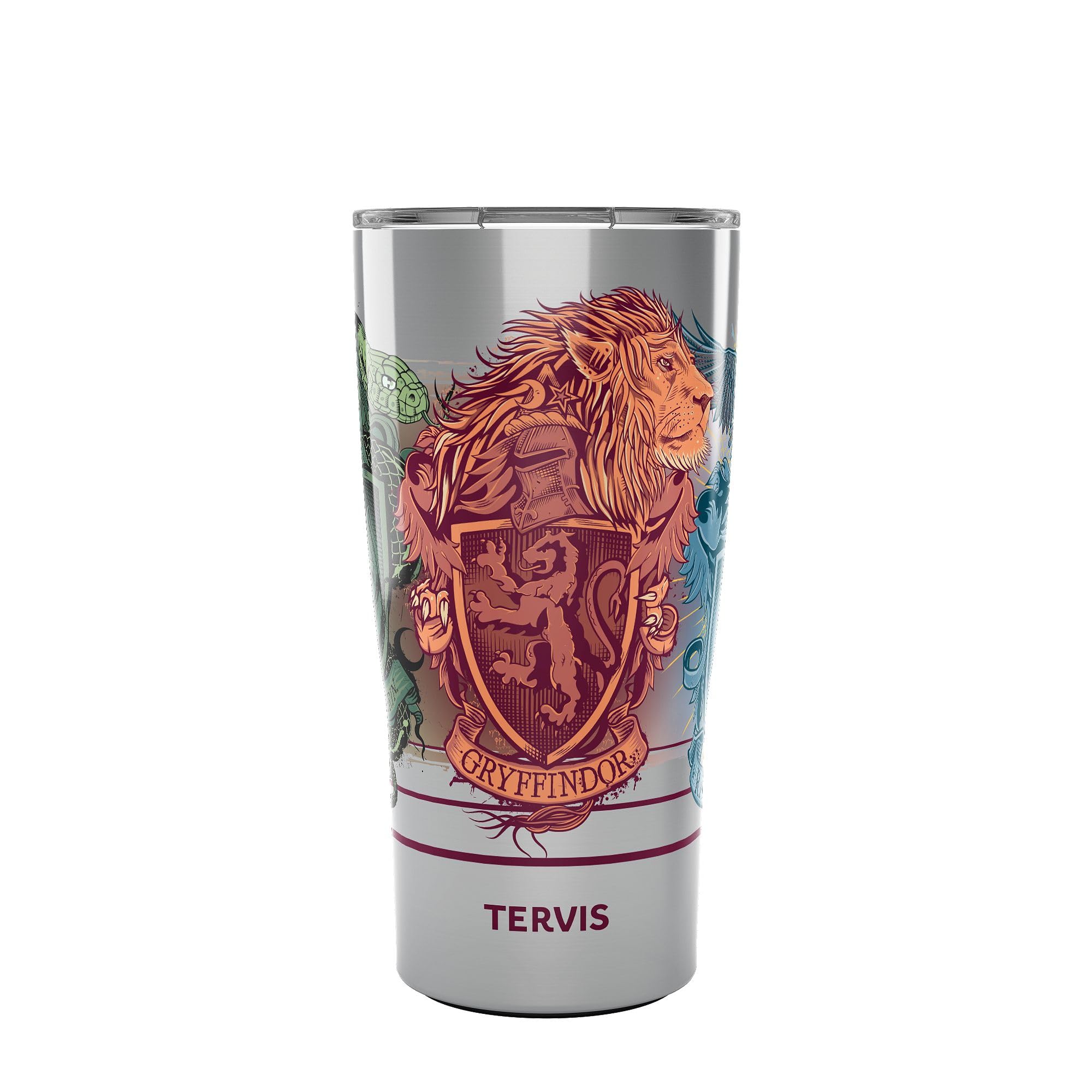 Tervis Traveler Harry Potter Illustrated Crests Triple Walled Insulated Tumbler Travel Cup Keeps Drinks Cold & Hot, 20oz, Stainl