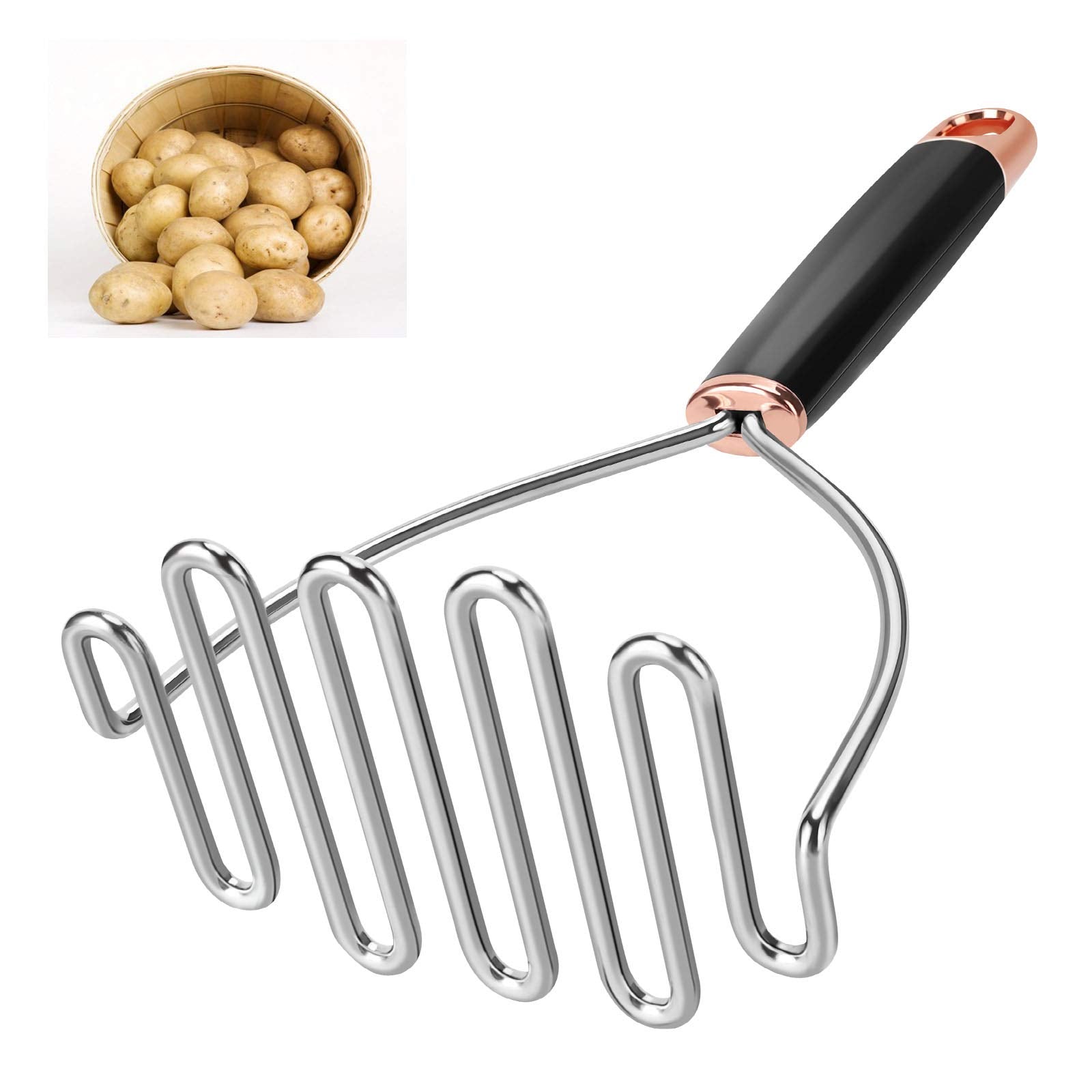 Alinnart Potato Masher, Potato Masher Stainless Steel, Heavy Duty Mashed Potatoes Masher, Professional Metal Wire Masher Kitchen