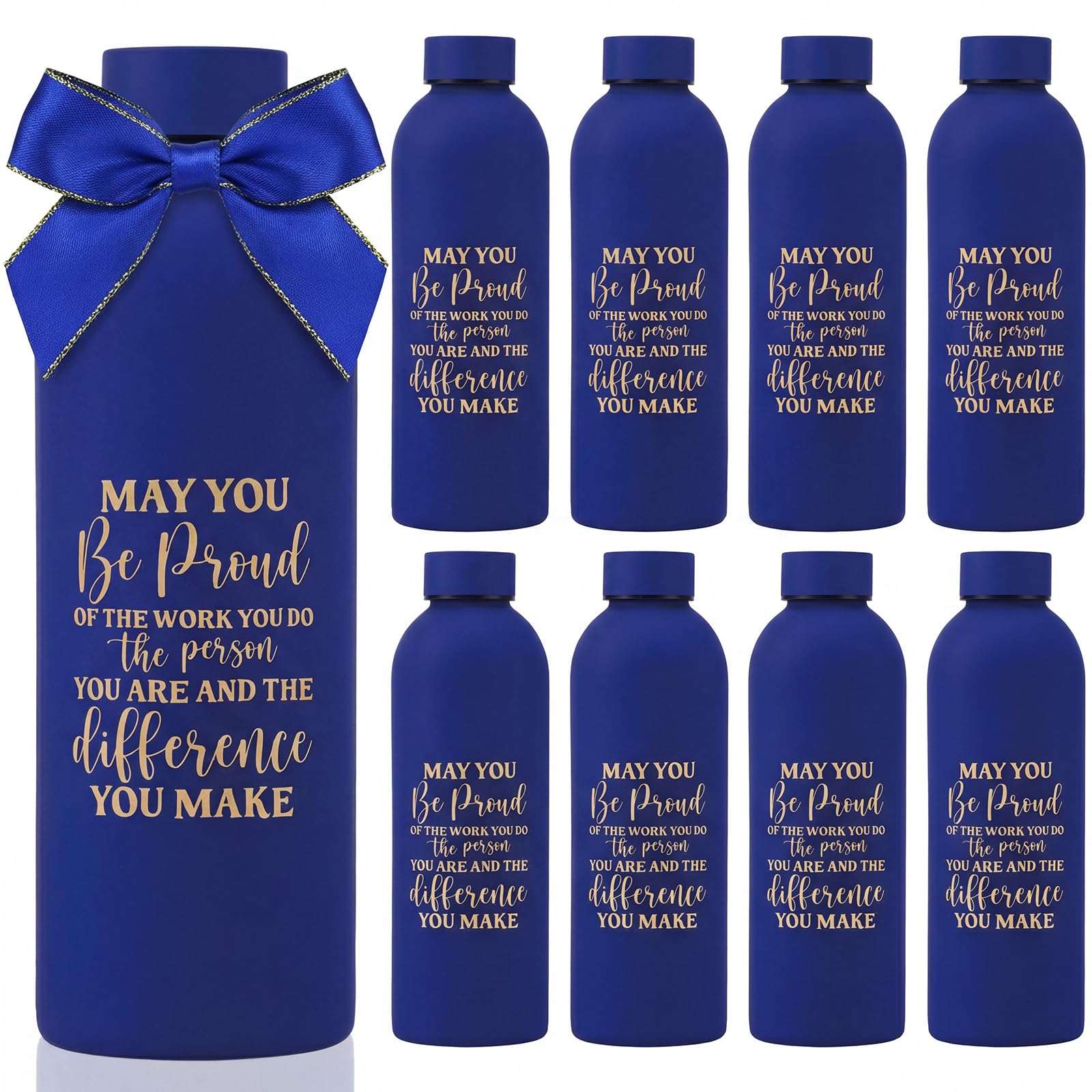 Teecyhooo 10-Pack 17oz Stainless Steel Frosted Motivational Team Water Bottles with Box for Employee, Teacher, Nurse, Staff Appr