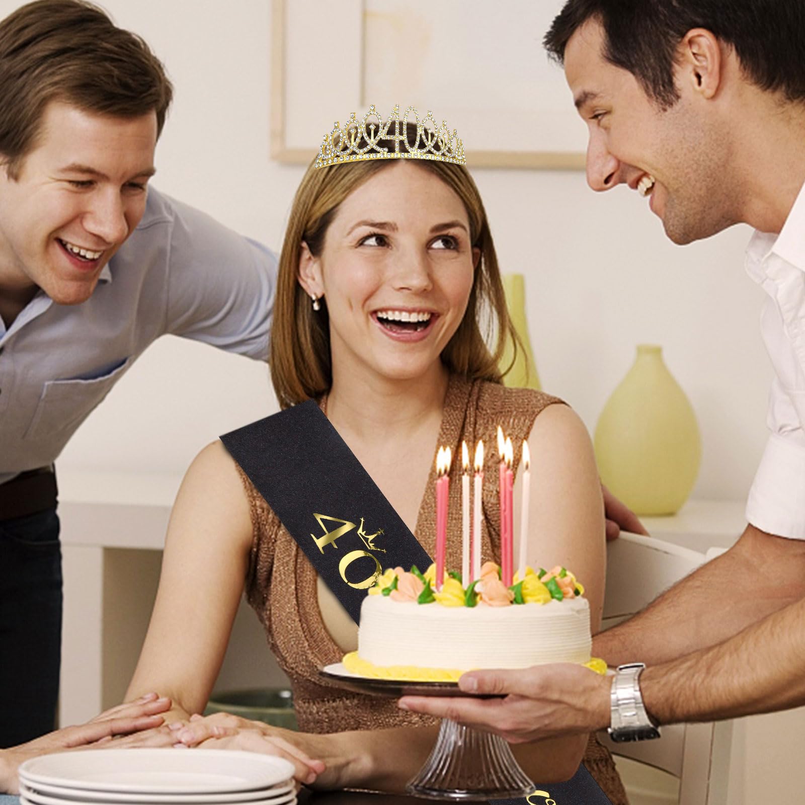 Semato 40Th Birthday Sash & Rhinestone 40Th Birthday Crown Kit- Happy 40Th Birthday Gifts Women 40Th Birthday Decorations Women