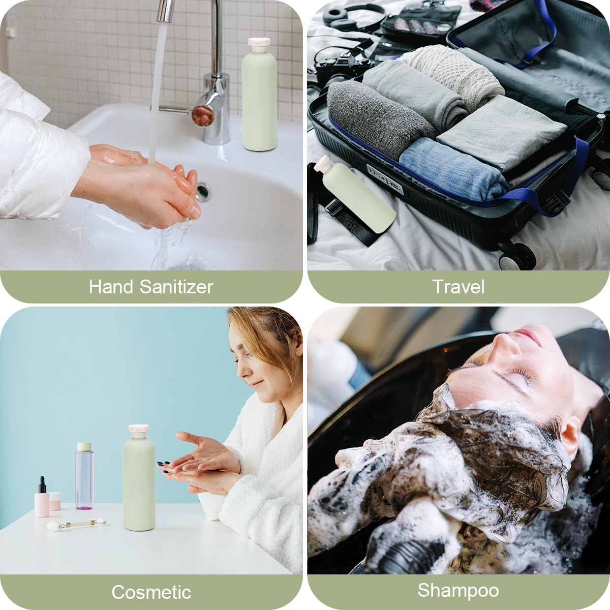 Umetass 13.5 Oz Plastic Travel Shampoo Bottles, Refillable Flip Cap Squeeze Bottles For Toiletries, Large Leakage-Proof Travel S