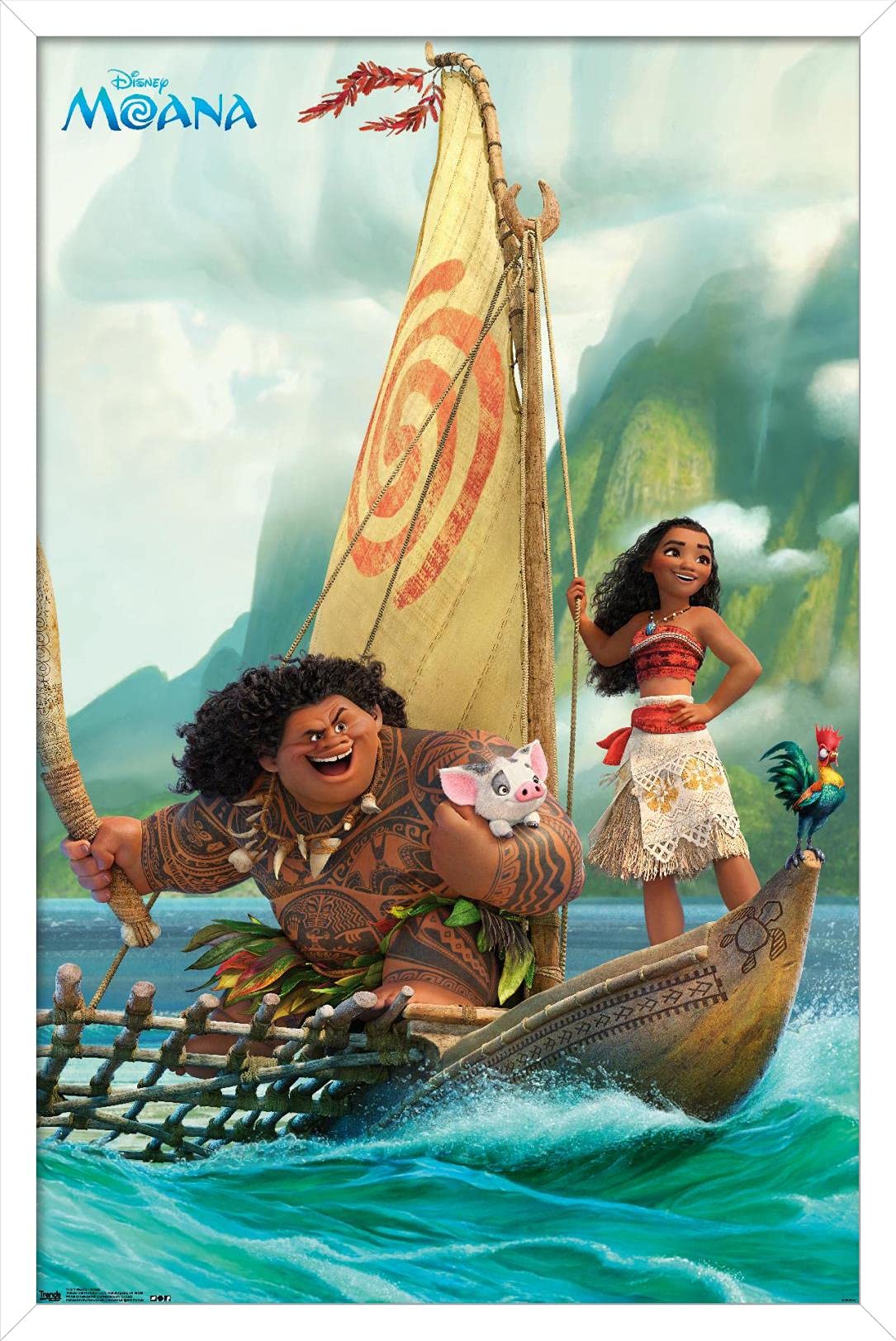 Trends International Disney Moana - Group Wall Poster, 22.37'' X 34.00'', White Framed Version