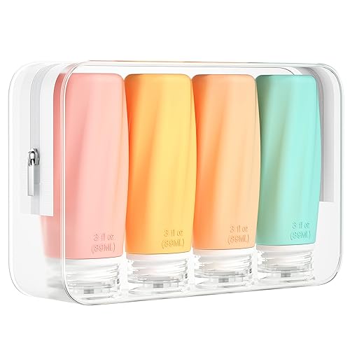 Morfone Travel Bottles for Toiletries  3oz Tsa Approved Travel Size Containers Leak Proof BPA Free Squeezable Travel Accessories Refillable for Shampoo Conditioner Lotion Liquids(4Pack)