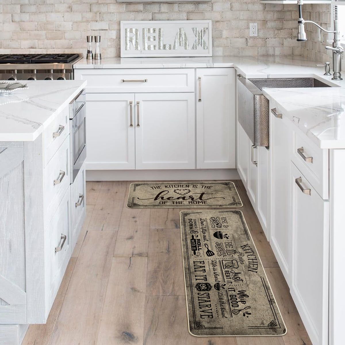 Artoid Mode Kitchen Quotes Kitchen Mats Set Of 2, Seasonal The Kitchen Is The Heart Of The Home Cooking Sets Holiday Party Low-P