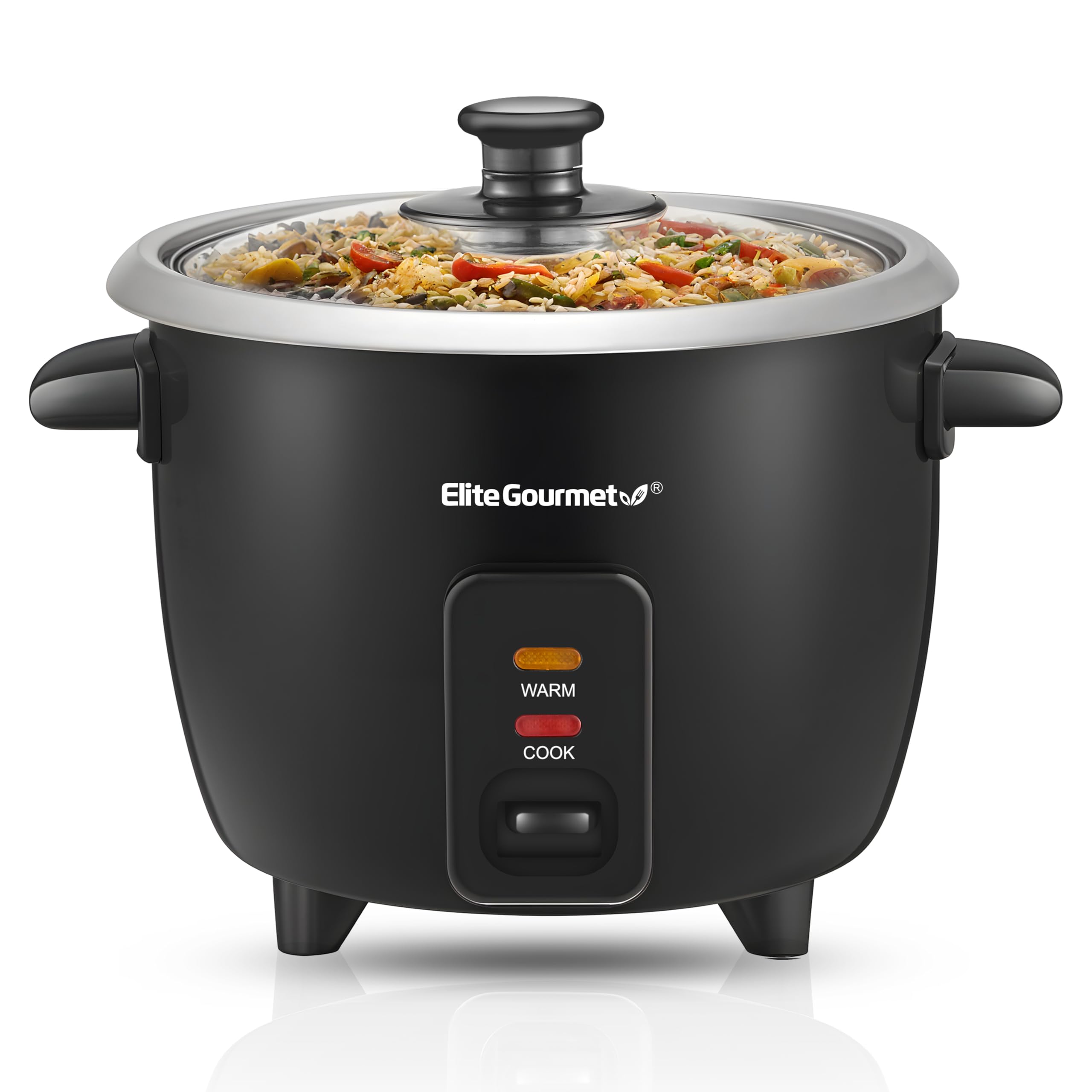 Elite Gourmet Erc003B Electric Rice Cooker With Automatic Keep Warm Makes Soups, Stews, Grains, Hot Cereals, 6 Cups Cooked (3 Cu
