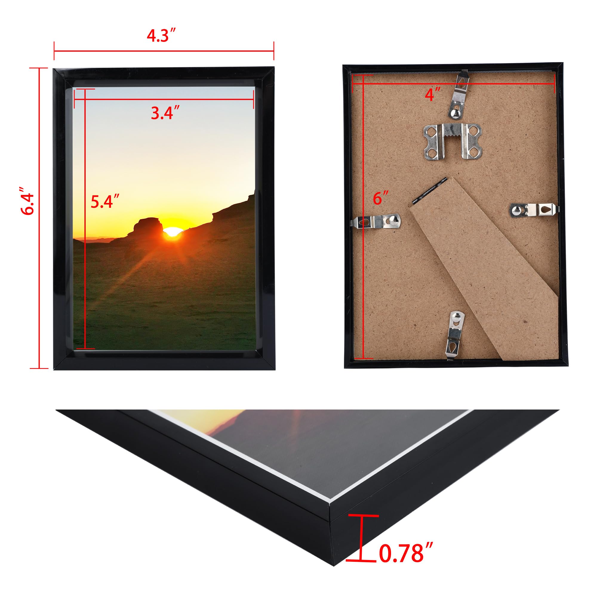 Aynoo 4x6 Picture Frame, Display Pictures 4x6 Collage Picture Frame Black, Wall and Tabletop Plastic Frame,Black