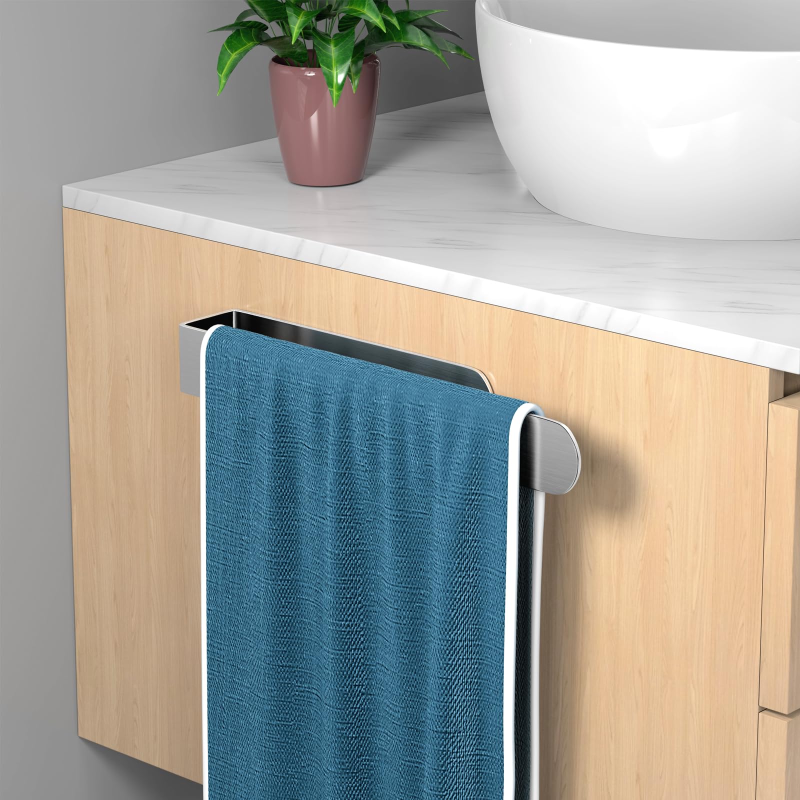Hufeeoh Hand Towel Holder, Self Adhesive Towel Bar Towel Holder For Kitchen Cabinet, Sus 304 Stainless Steel Bath Towel Holder S