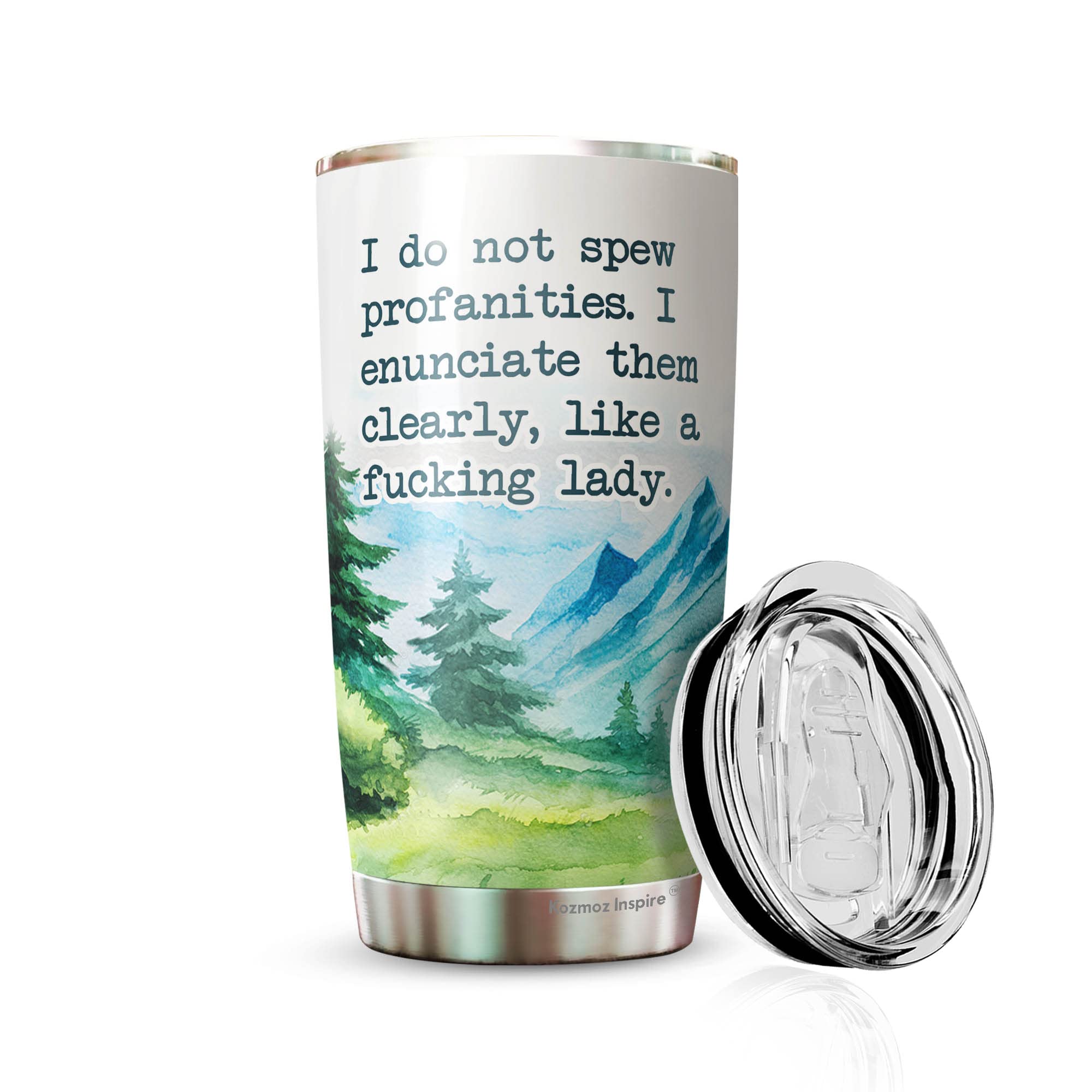 Kozmoz Inspire I Do Not Spew Profanities Tumbler 20 Oz - Novelty Tumbler And Gift, Friends - Gifts For Coworkers Friends Men Wom