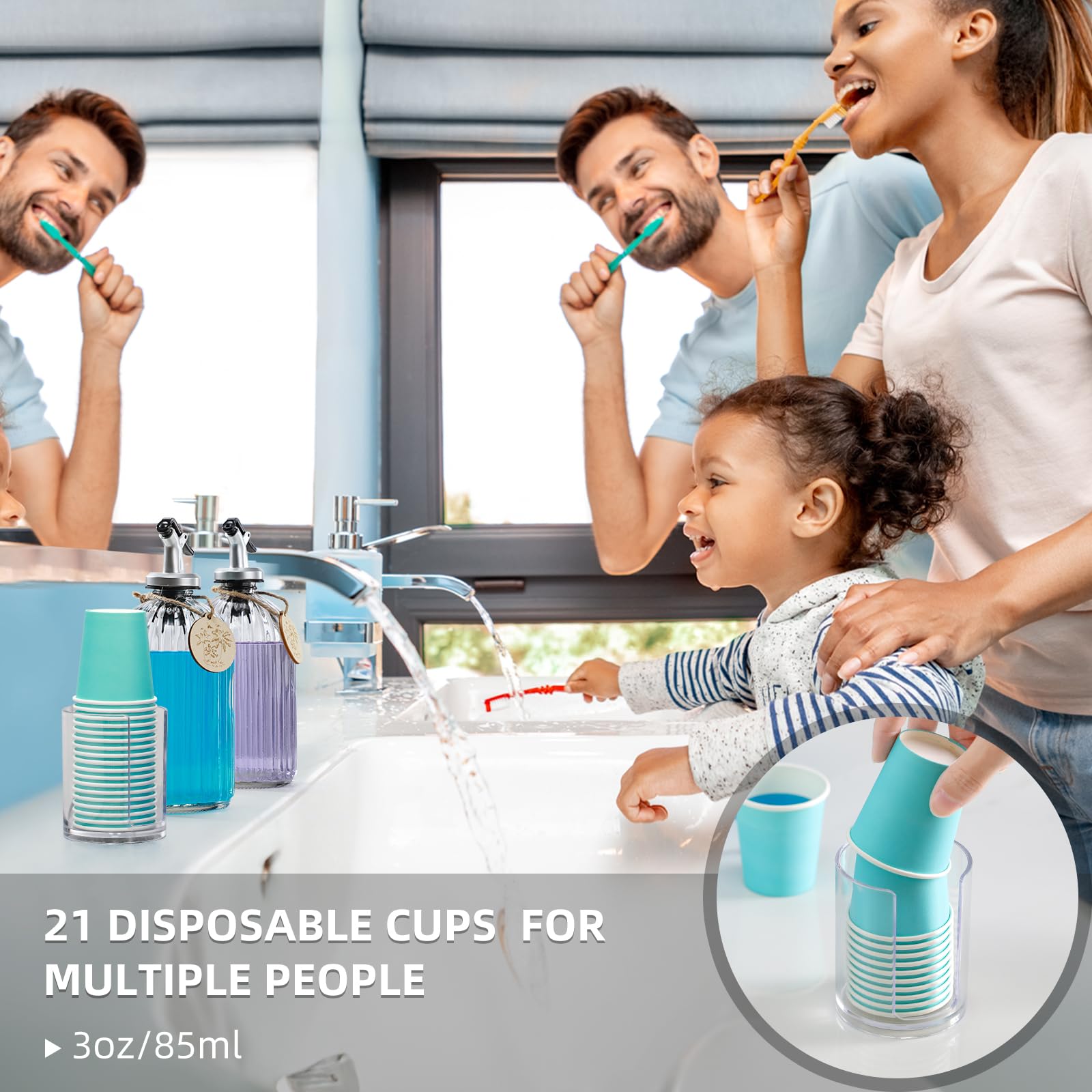 Glass Mouthwash Dispenser, 2 Pack 16.9Oz Glass Bottles With Pour Spouts, 2 Reusable, 21 Paper Cups With Holder, Funnel And Label