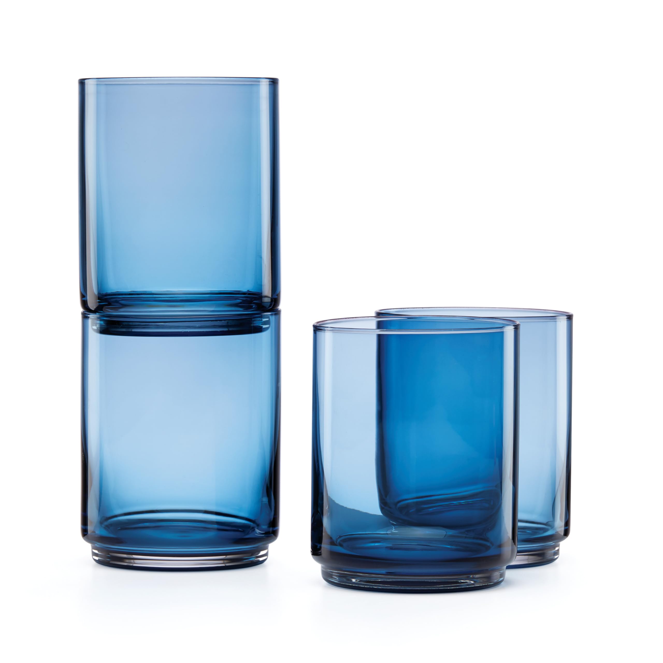 Lenox 894462 Tuscany Classics Stackable 4-Piece Tall Glasses, Blue, 14 oz