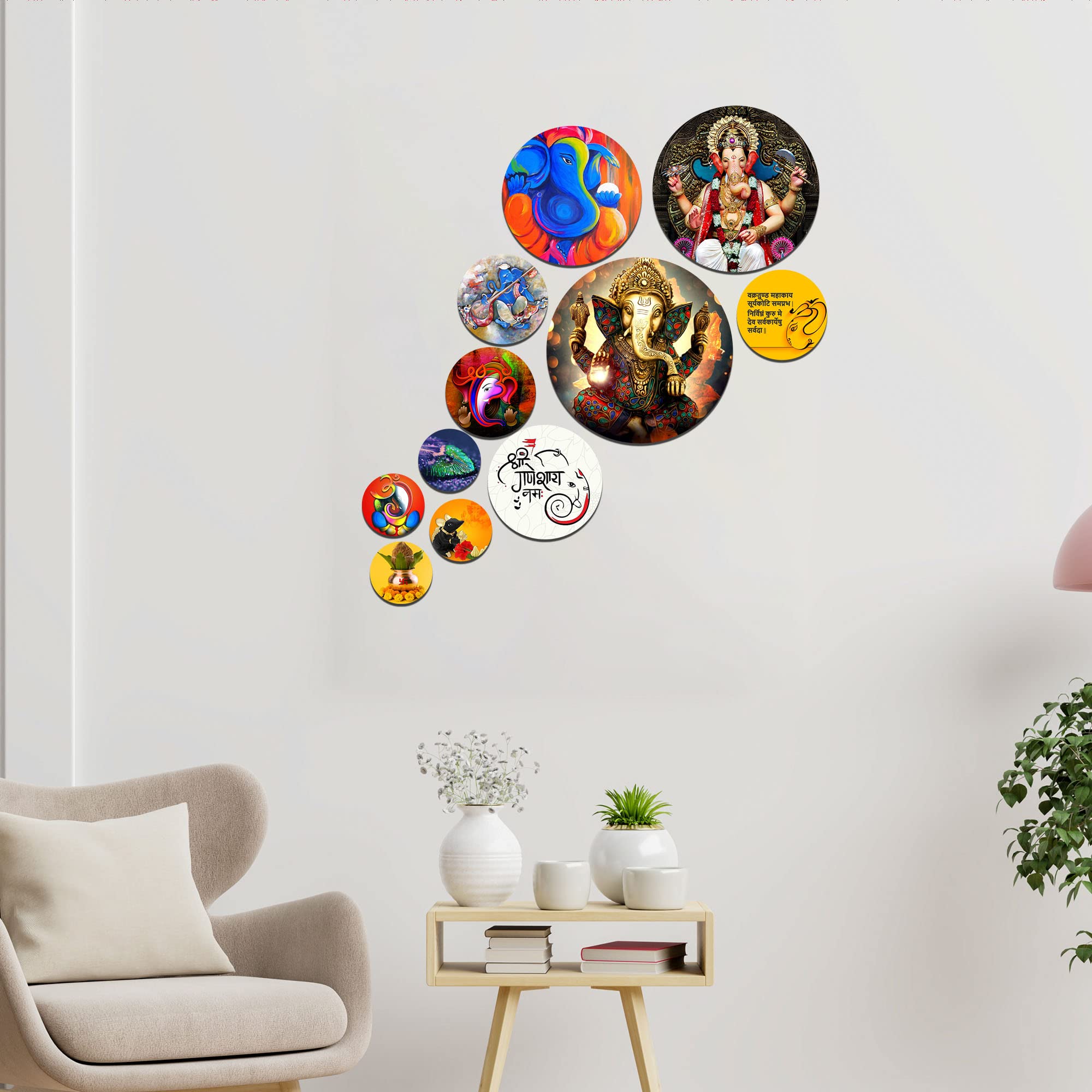 Artvibes Ganesh Wooden Wall Hanging Decoration Item for Home Decor | Office | Gift | Wood Wall Decor for Living Room | Bedroom |