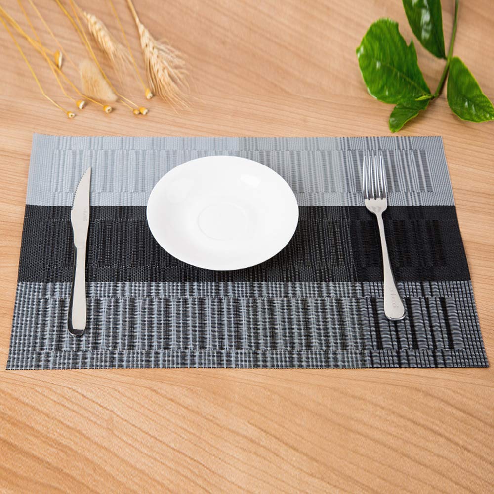 Placemats With Table Runner Set Place Mats, Woven Crossweave Vinyl Kitchen Tablemat, Washable Pvc Table Mats For Dining Table, P
