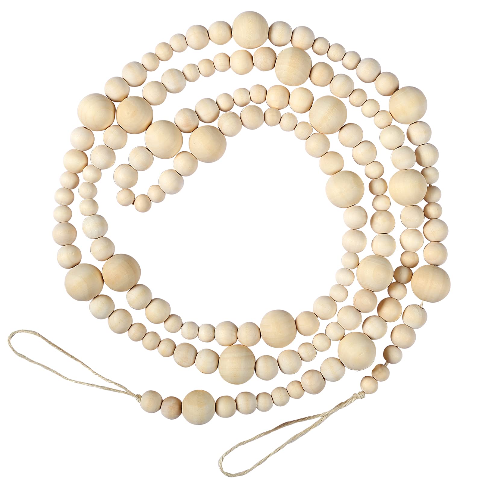 GWHOLE 7.2 Ft Christmas Wooden Bead Garland Boho Natural Prayer Beads for Christmas Tree Mantel Table Modern Farmhouse Home Rust