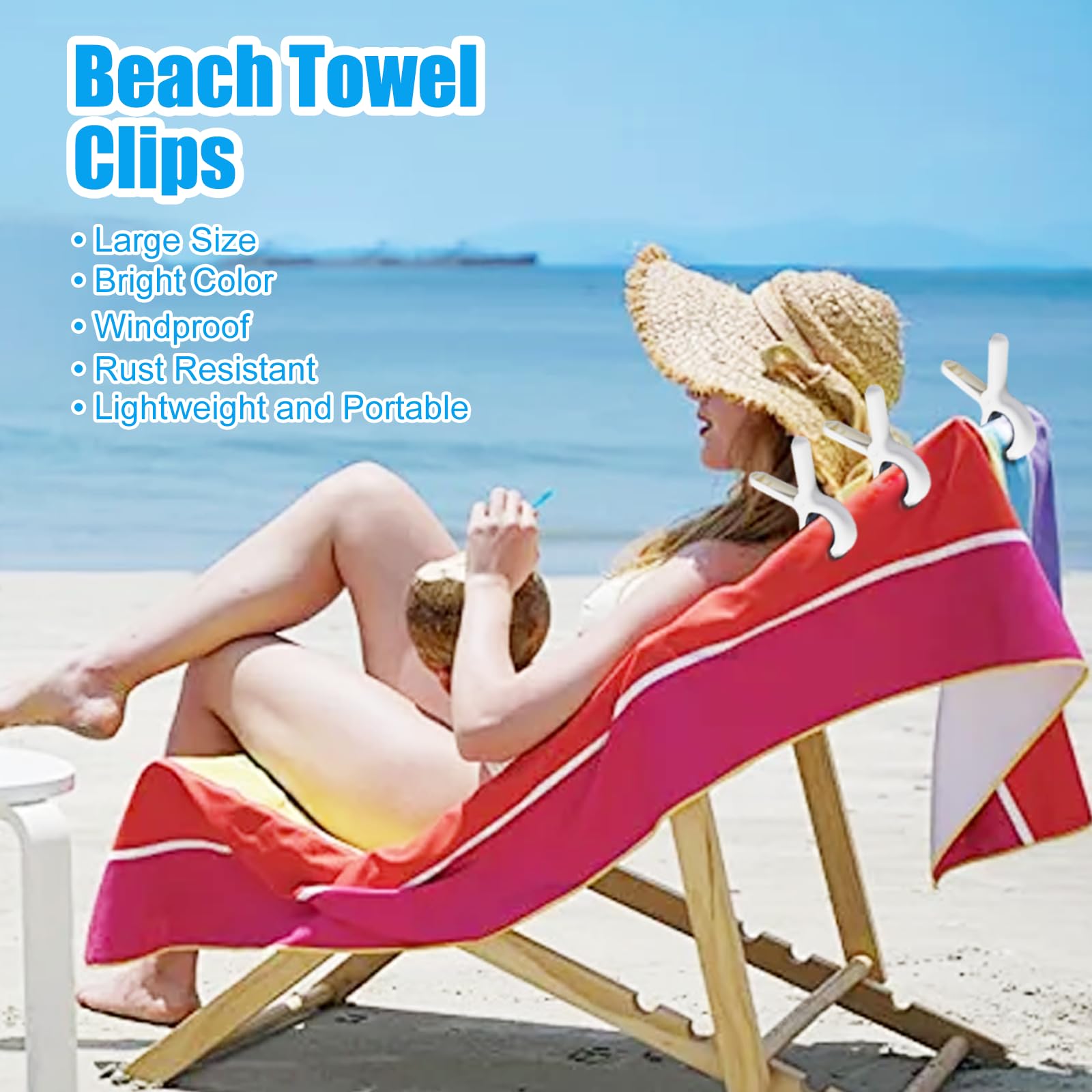 Bhoyf Jumbo Clips Set - 15 Pack Of Large 3.65 Inch White Plastic Clothespins For Beach Towels, Chairs, And Clothes - Outdoor Lau