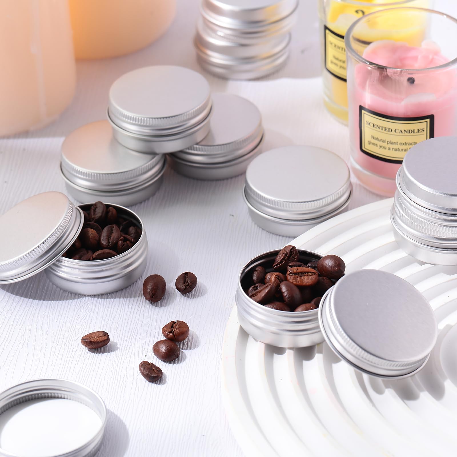 300 Pcs 0.5 Oz Salve Tins With Lids Bulk Lip Balm Containers Round Metal Containers With Screw Top Lids Aluminum Silver Tin Cans