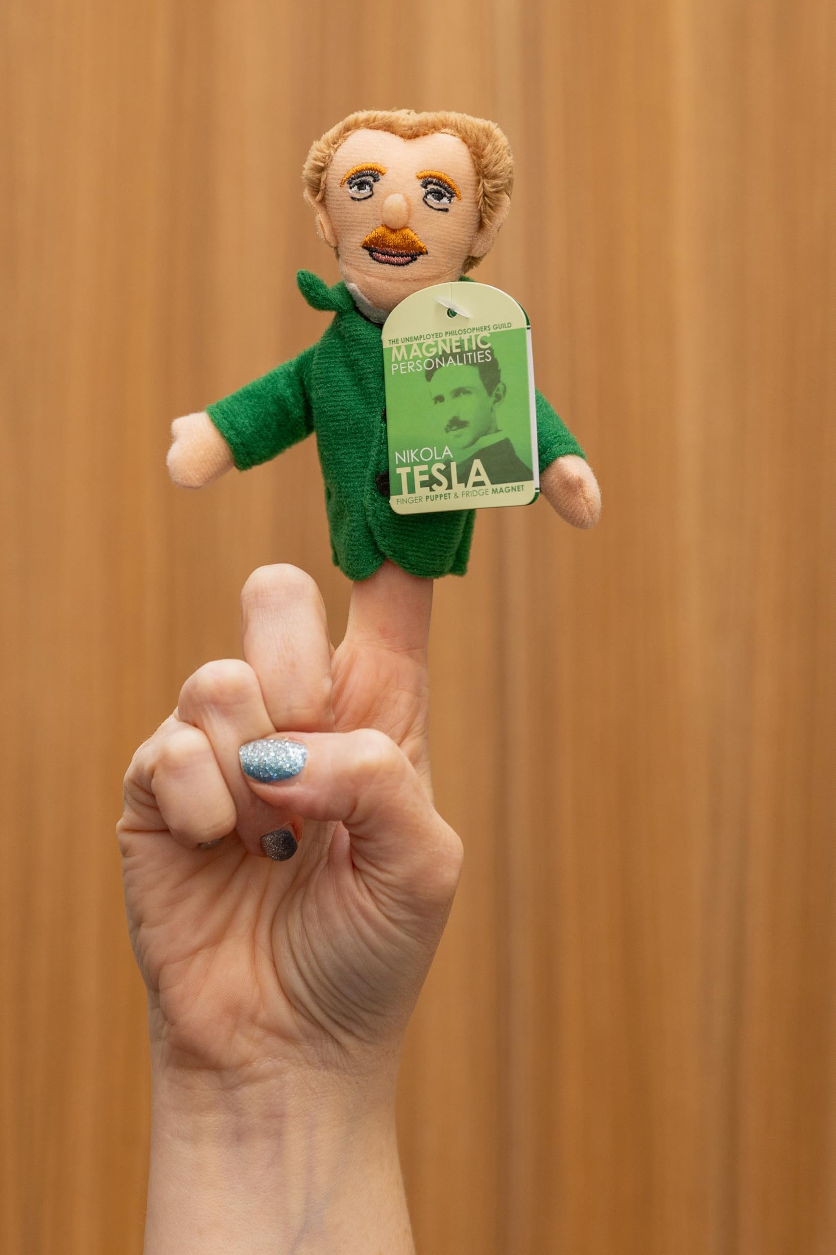 The Unemployed Philosophers Guild Nikola Tesla Plush Finger Puppet And Refrigerator Magnet - Toy For Kids Or Adults