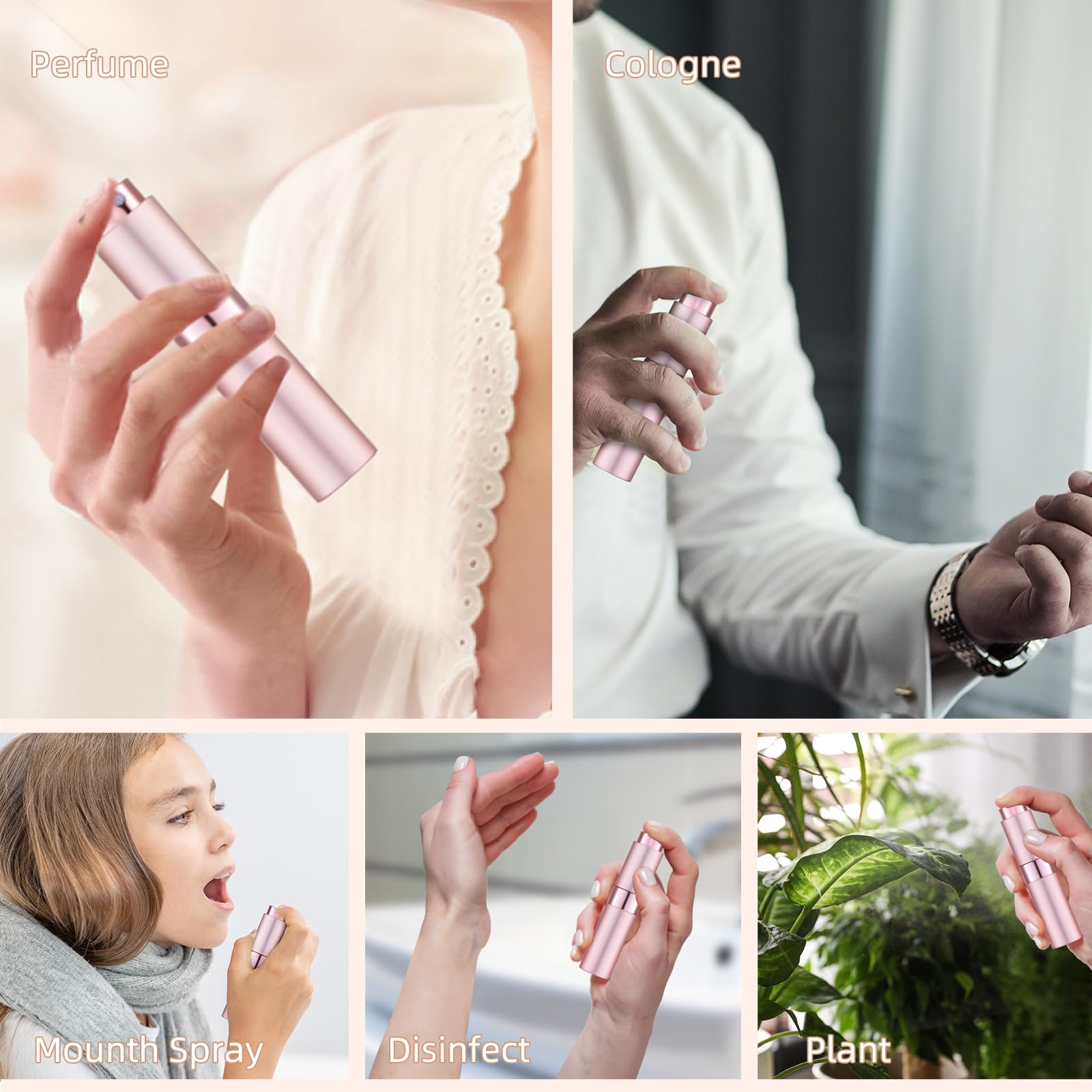 Lisapack 8Ml Atomizer Perfume Spray Bottle For Travel (3 Pcs) Empty Cologne Dispenser, Portable Sprayer (Red, Pink, Purple)