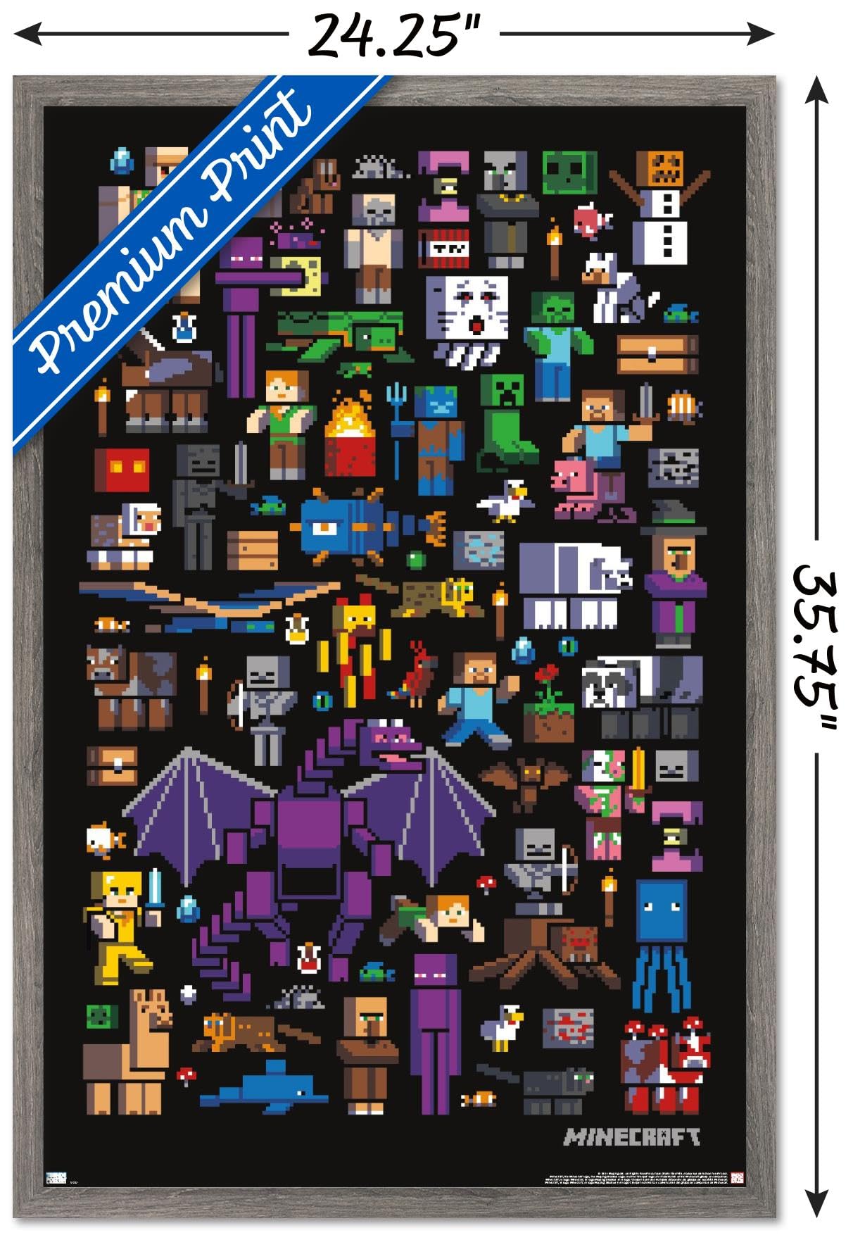 Trends International Minecraft - Mobbery Wall Poster, 22.375'' X 34'', Barnwood Framed Version