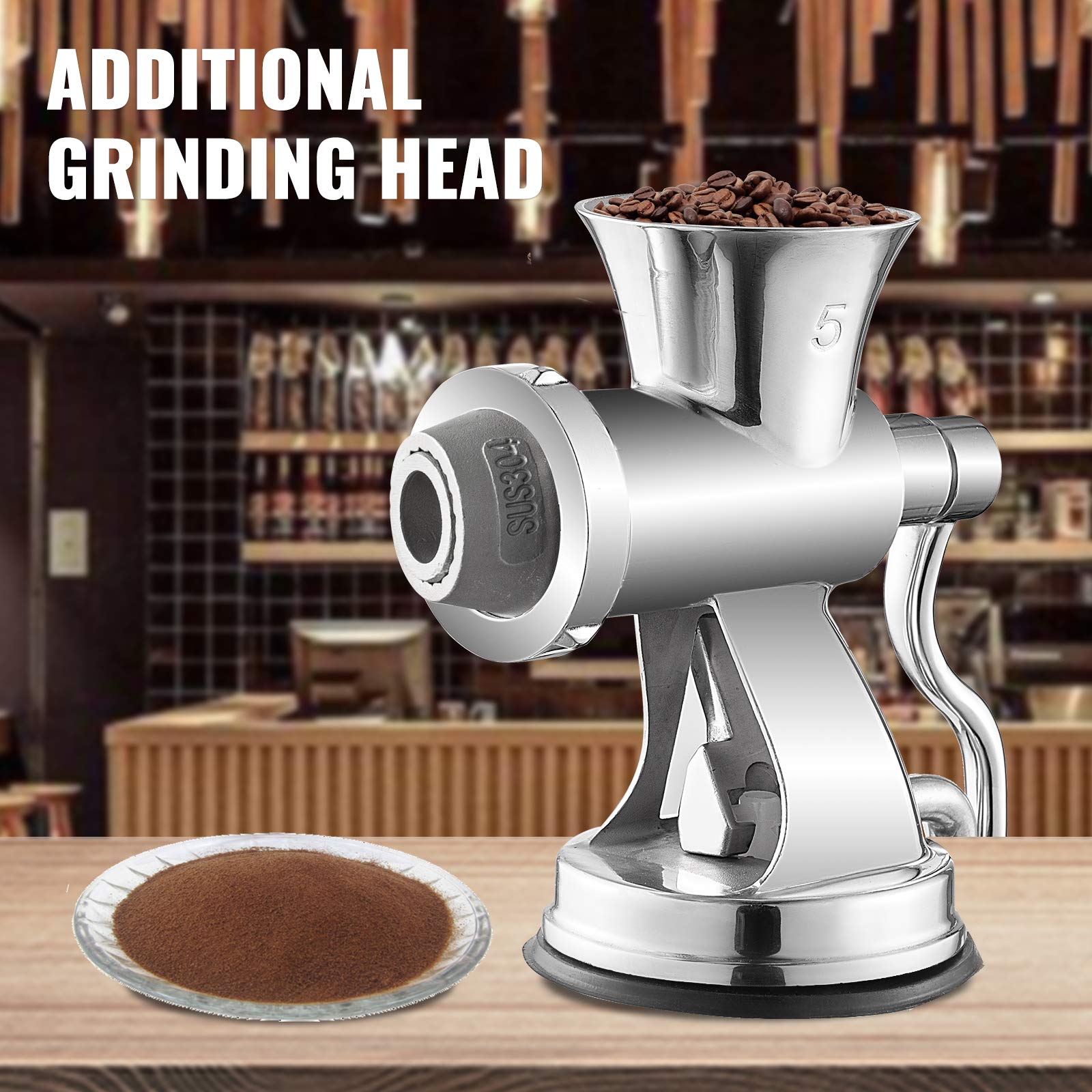 Vevor Meat Grinder Manual 304 Stainless Steel Hand Operated Meat Grinder Multifunctional Crank Sausage Maker Coffee Powder Grind