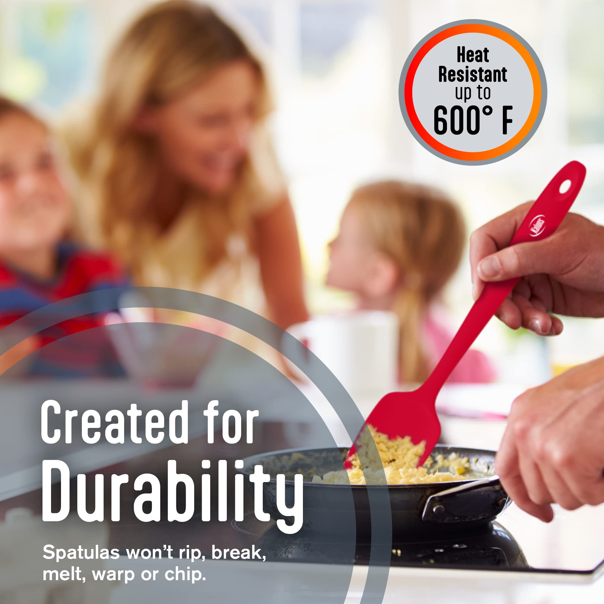 Kaluns Silicone Spatula Set 4 Pcs Rubber Spatulas Silicone Heat Resistant 600F, Spatulas For Nonstick Cookware, Seamless Design