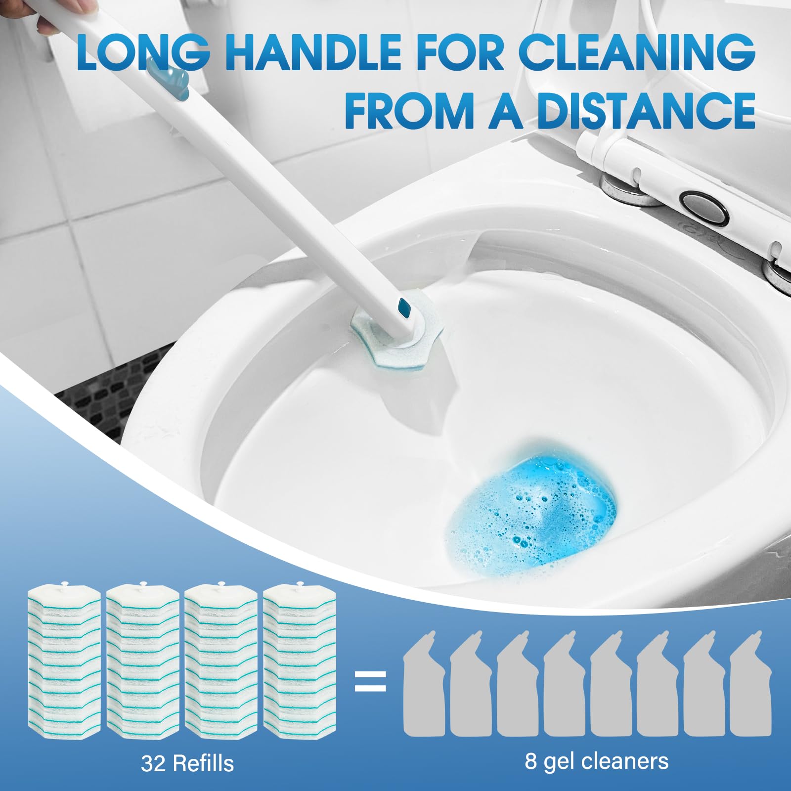 Baloriz Disposable Toilet Brush Refills 32 Count Toilet Refills, Disposable Toilet Bowl Brush Refill Pads For Bathroom And Toile