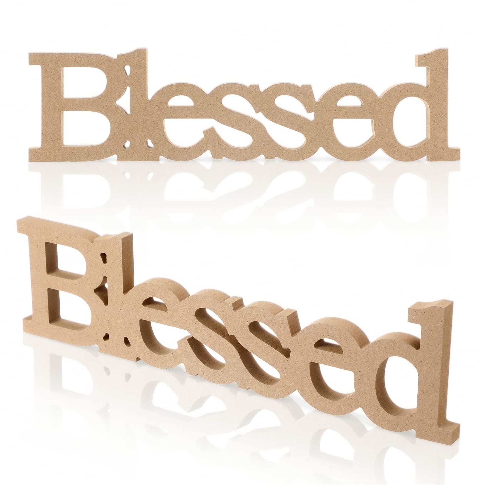 Blulu Blessed Letter Table Sign Blessed Standing Letter Table Sign Rustic Wooden Home Standing Decor for Graduation Baby Shower 
