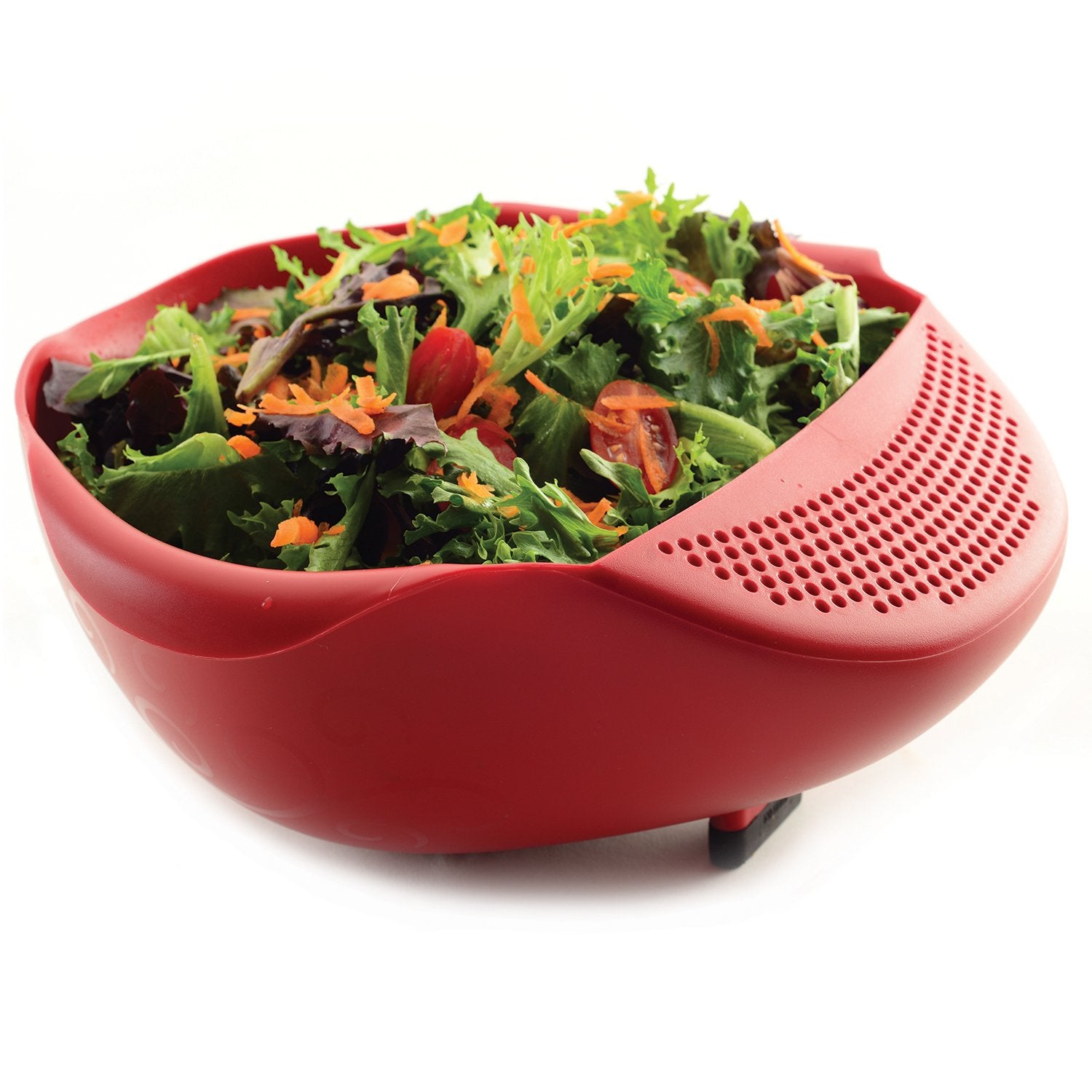 Norpro Nor-2176 Plastic Serving Bowl With Strainer , Red