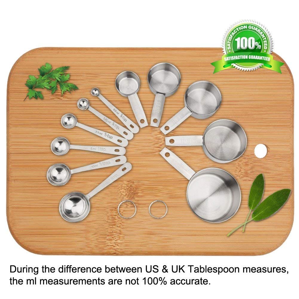 Accmor 11 Piece Stainless Steel Measuring Spoons Cups Set, Premium Stackable Tablespoons Measuring Set For Gift Dry Liquid Ingre