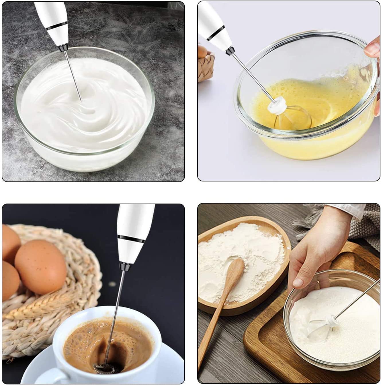Rechargeable Milk Frother Handheld Electric Foam Maker with 2 Stainless whisks  3-Speed Adjustable Mini Blender Perfect for bulletproof coffee Egg Mix  Latte Coffee Cappuccino  Hot Chocolate Matcha