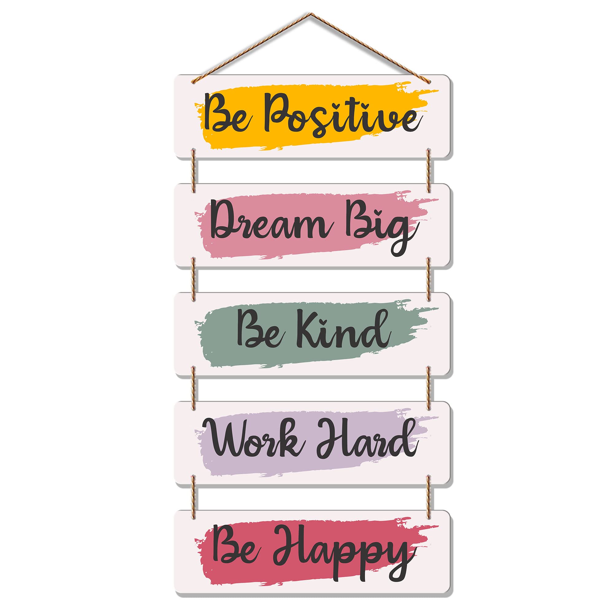 Artvibes Be Positive Dream Big Be Happy Wall Hanging Wooden Art | Quotes Decor Item | Wall Illustrations | Office Decor | Wall A