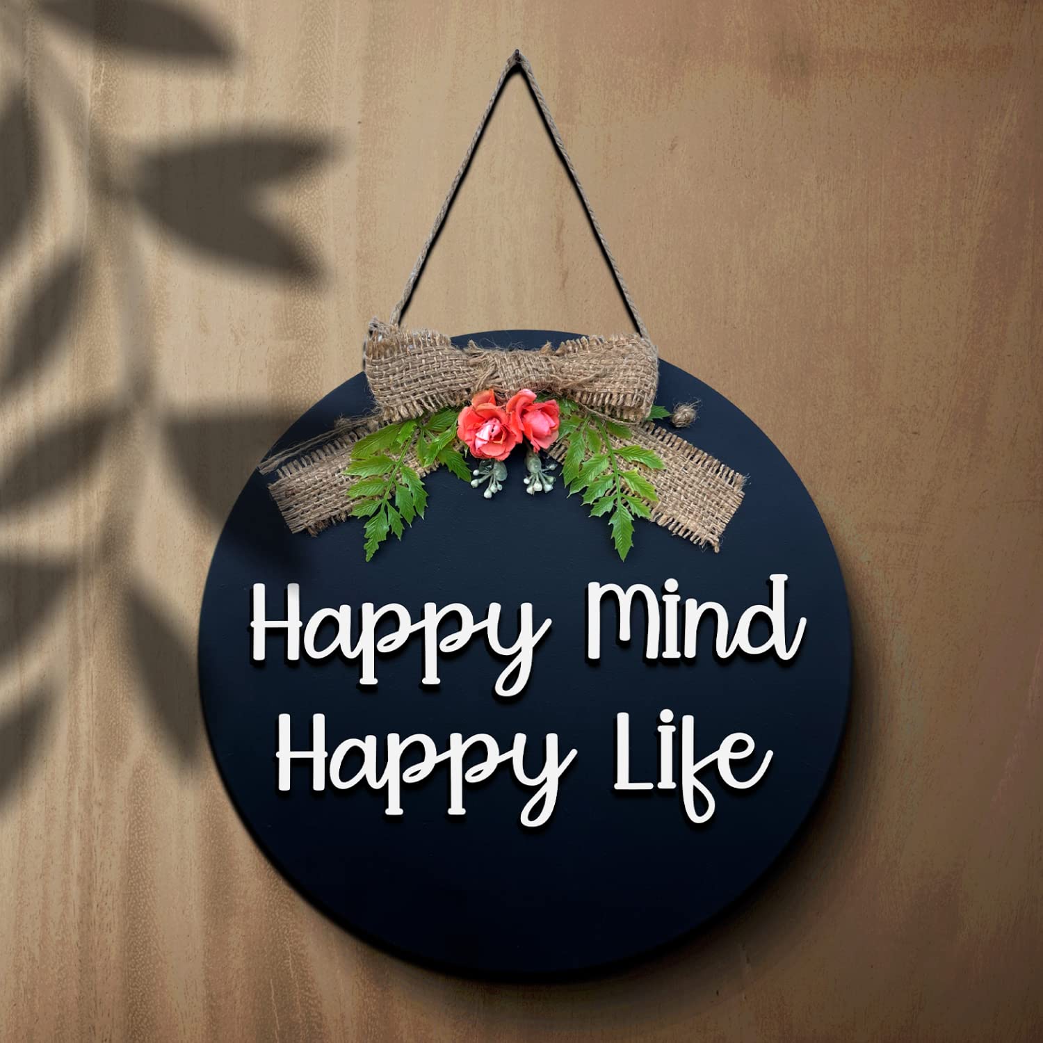 Happy Mind Happy Life Wall Hanging Quote Wall Hanger for Home Decor | Office | Gift | Bedroom | Wall Art For Living Room | Moder