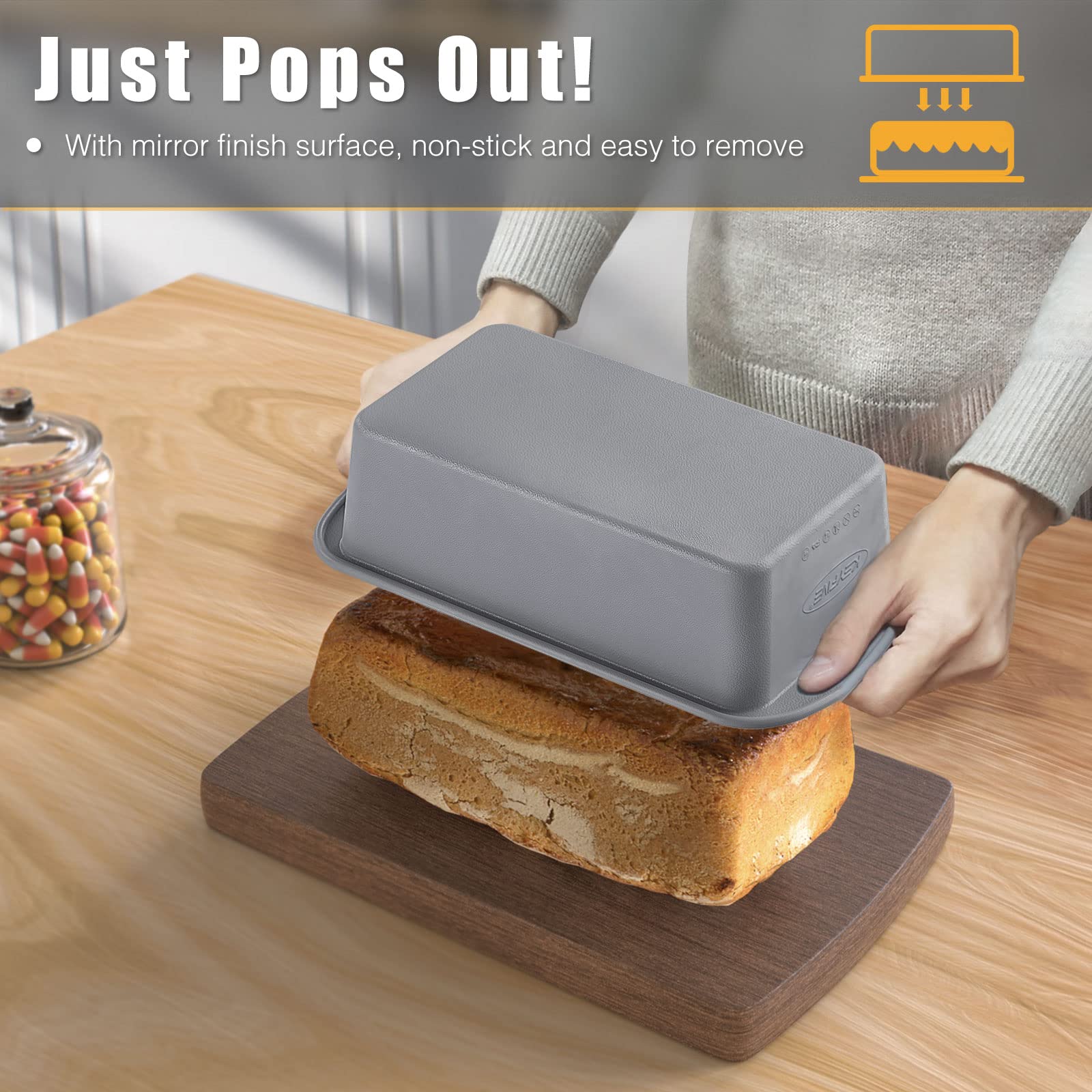 Keyfive Silicone Loaf Pans For Baking Bread, 2 Packs 9X5 Inch Silicone Bread Loaf Pans For Homemade Bread, Nonstick Silicone Bak