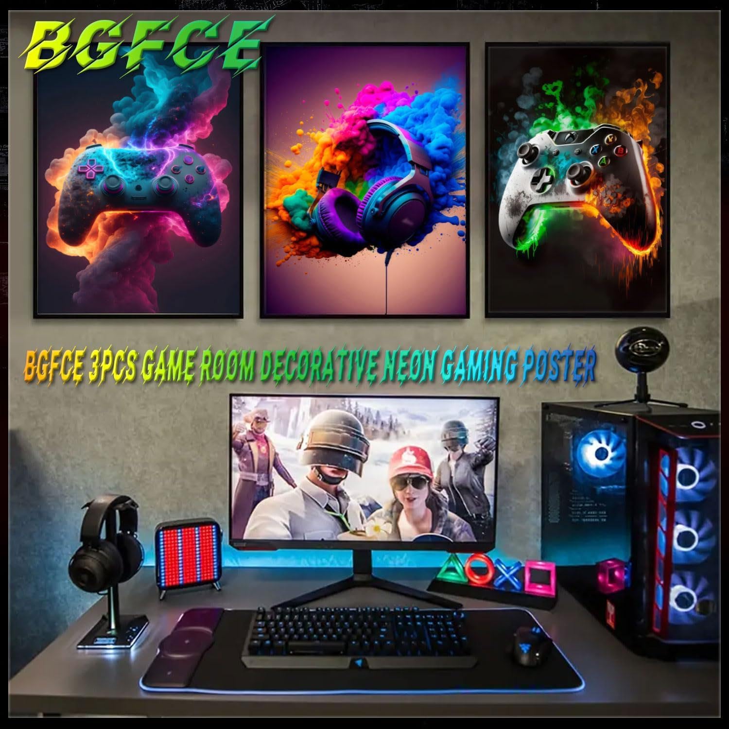 Bgfce Gaming Room Decor Wall Art, Video Gaming Theme Decor Gaming Room Wall Art, Gaming Canvas Posters For Teen Boys Room Unfram