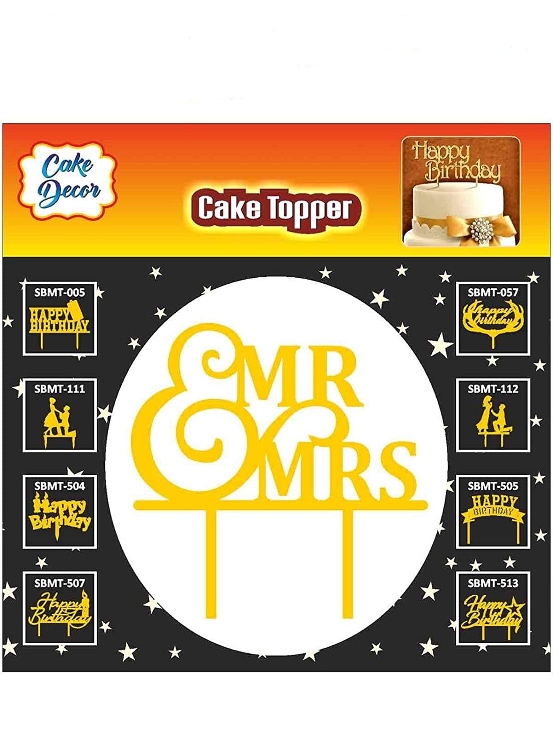 Cake Decor Mirror Shimmer Shining Acrylic Cake Topper Mr. And Mrs.